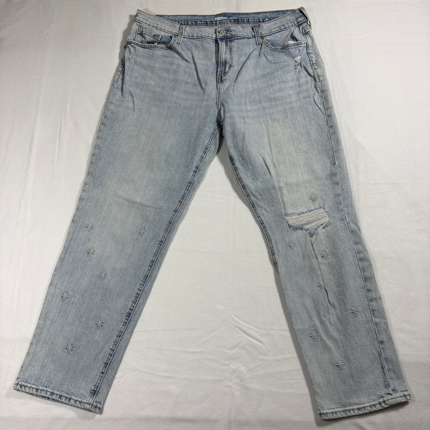 Old Navy Jeans Womens Light Wash Distressed Embroidered Boyfriend Y2K 16W-18W
