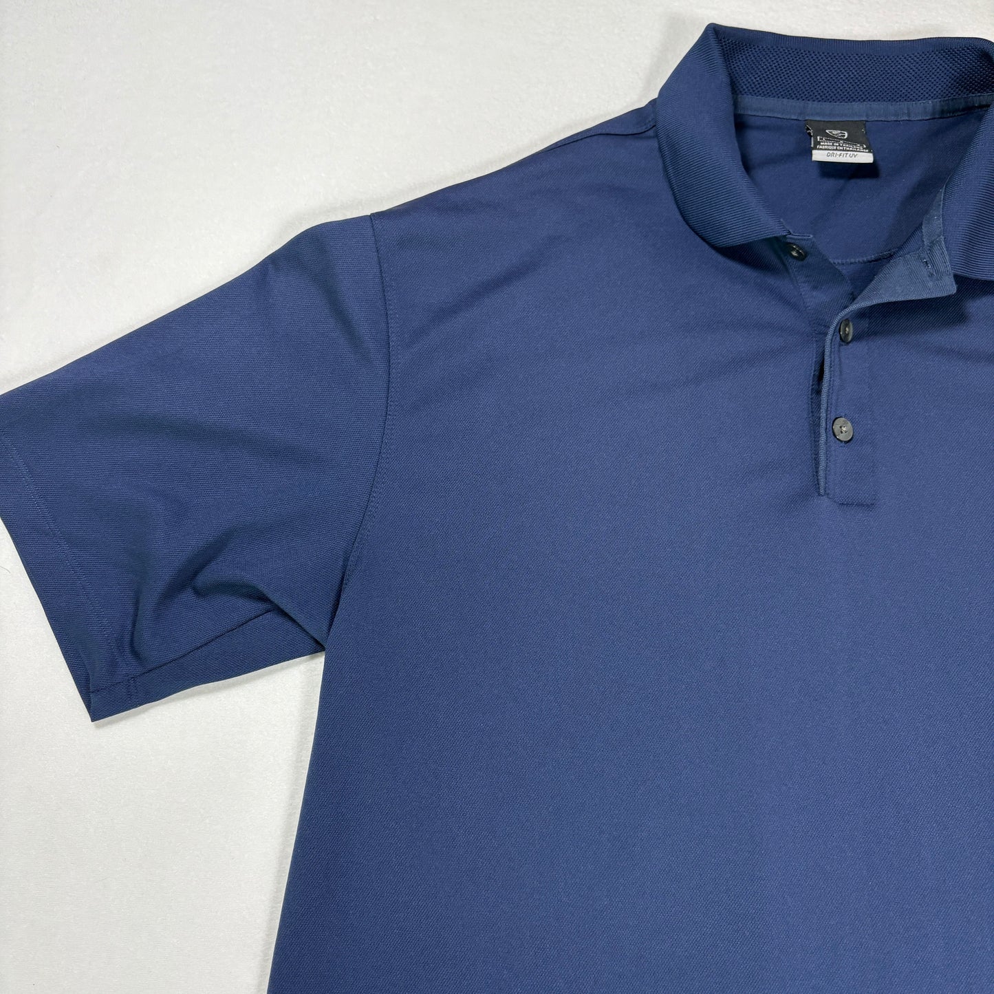 Nike Mens Polo Shirt Size L Blue Dri-Fit UV Golf Athletic Performance Swoosh