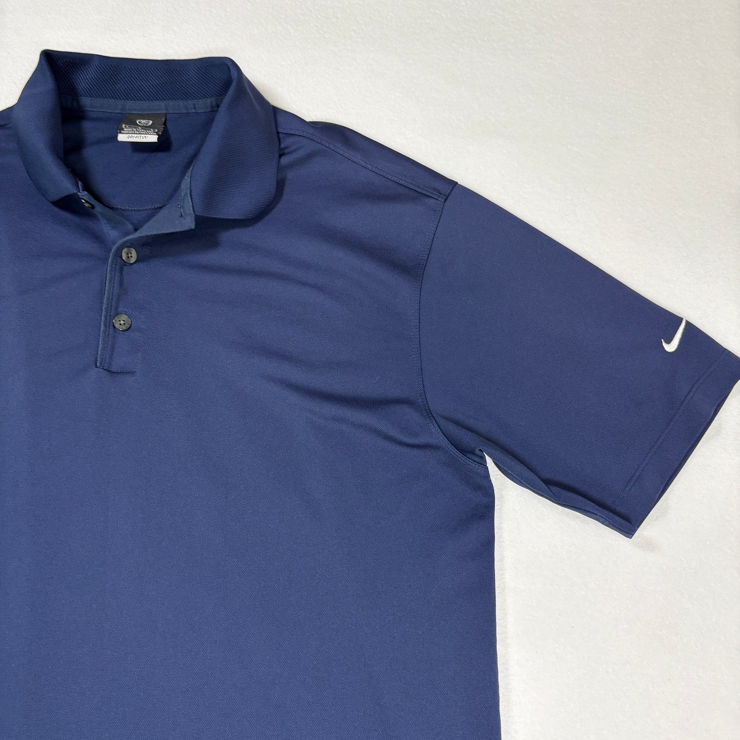 Nike Mens Polo Shirt Size L Blue Dri-Fit UV Golf Athletic Performance Swoosh