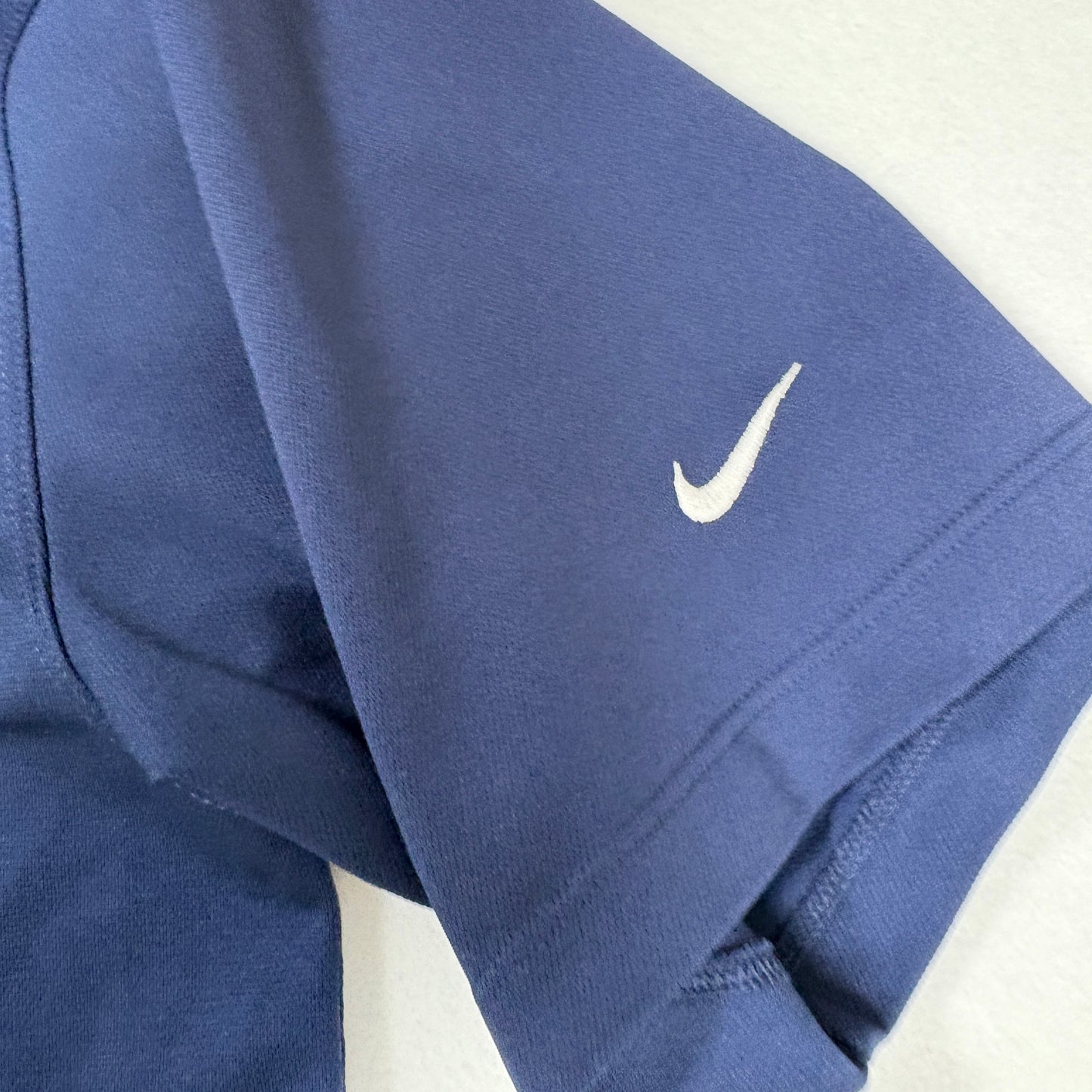 Nike Mens Polo Shirt Size L Blue Dri-Fit UV Golf Athletic Performance Swoosh