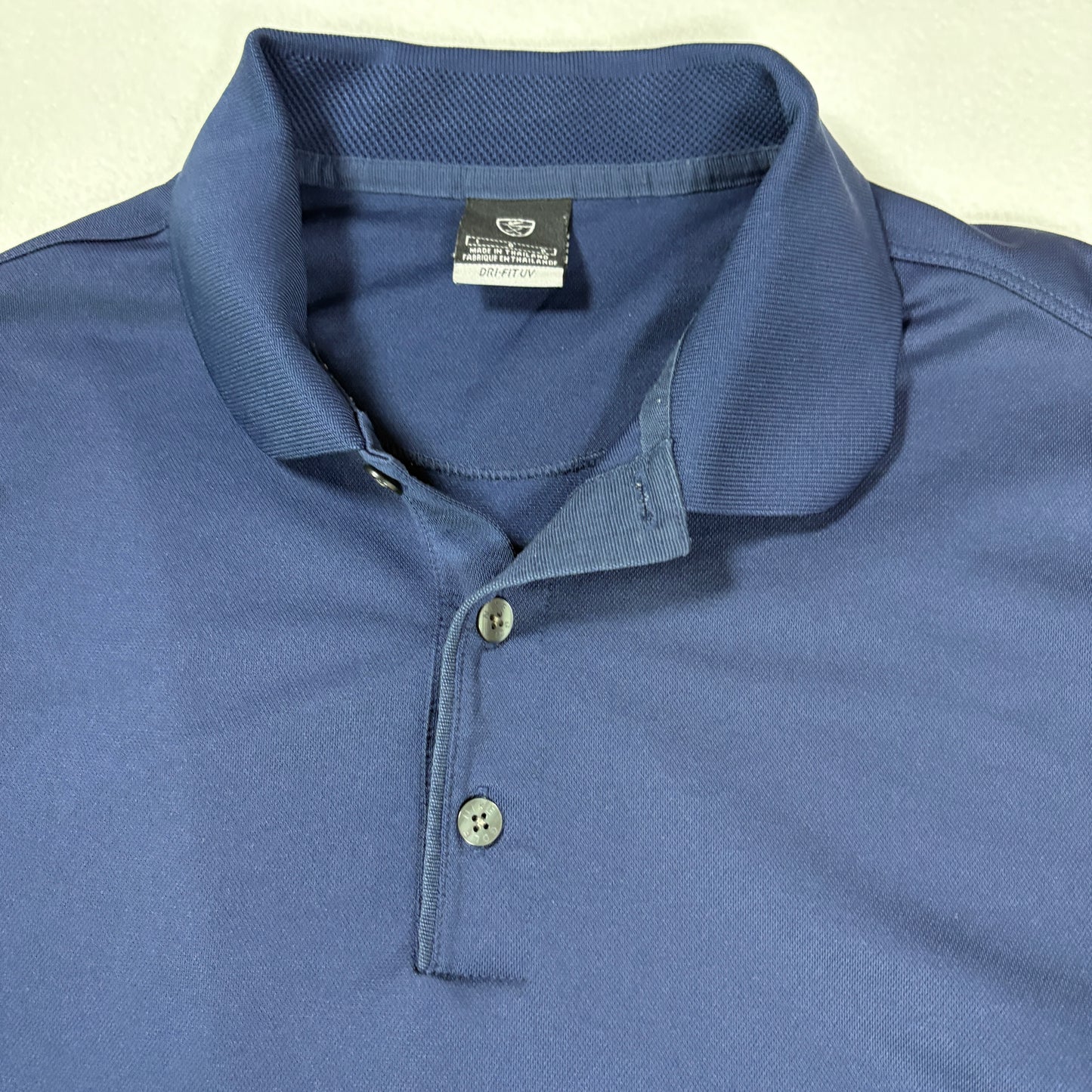 Nike Mens Polo Shirt Size L Blue Dri-Fit UV Golf Athletic Performance Swoosh