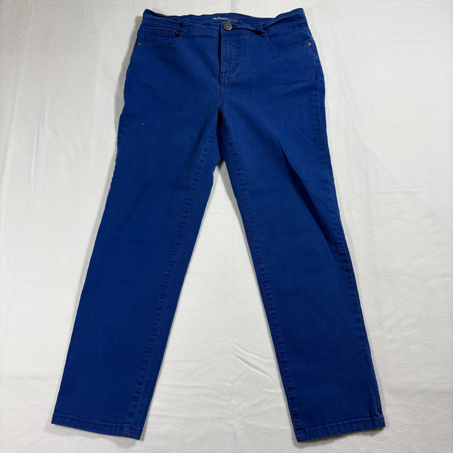Blue Slim Leg Stretch Jeans Womens 12P Petite Tummy Control Denim Casual Bottoms