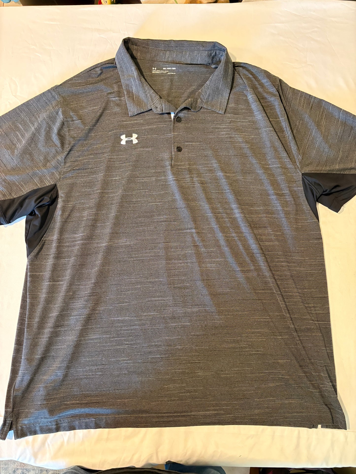 Under Armour HeatGear Polo Shirt 5XL Loose Fit Gray Striped Golf Athletic