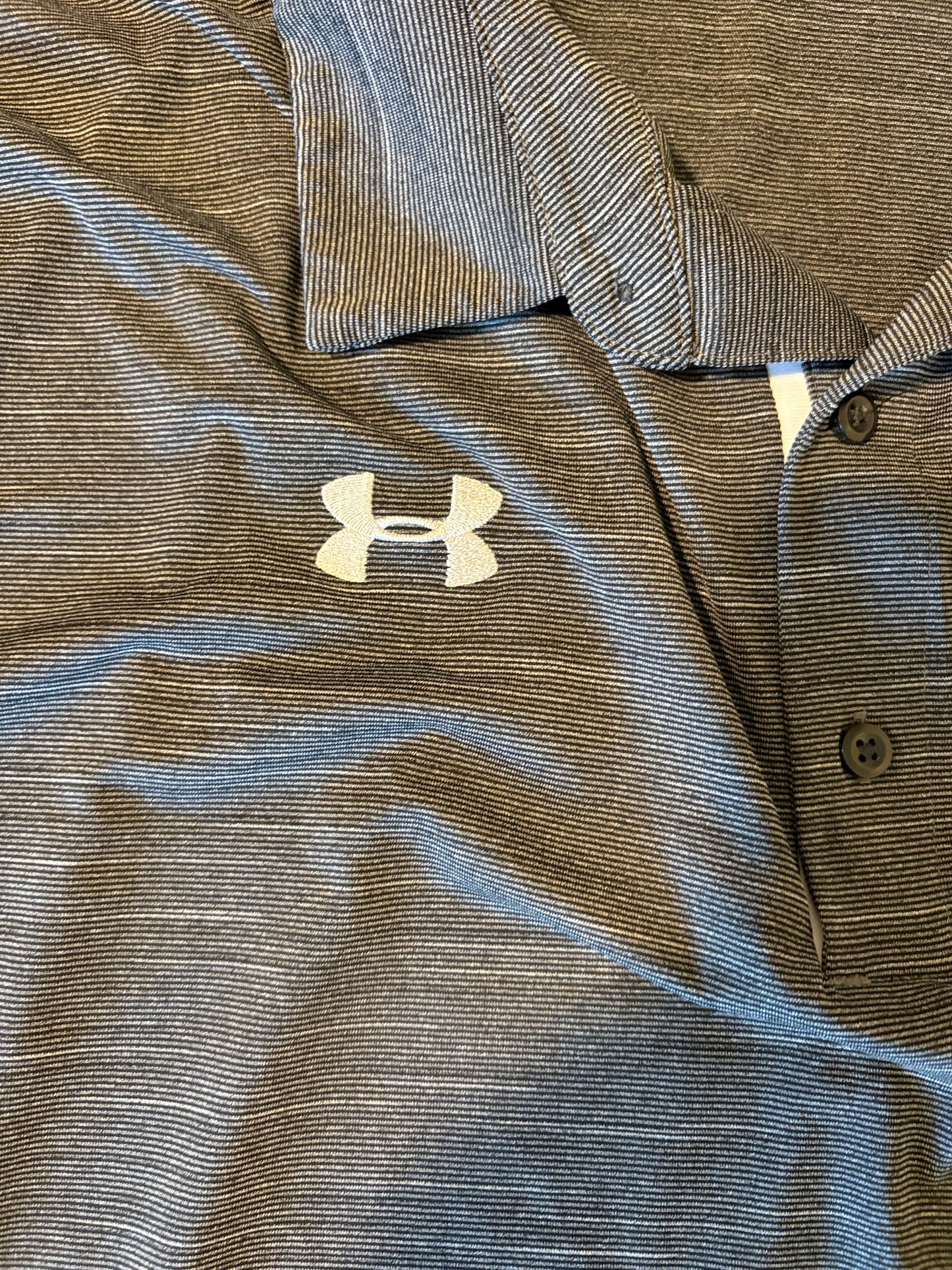 Under Armour HeatGear Polo Shirt 5XL Loose Fit Gray Striped Golf Athletic