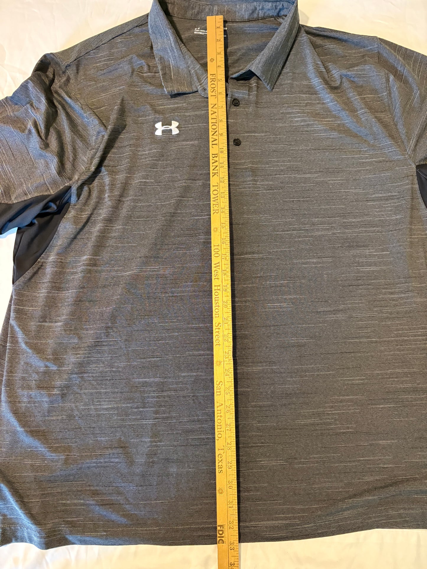 Under Armour HeatGear Polo Shirt 5XL Loose Fit Gray Striped Golf Athletic