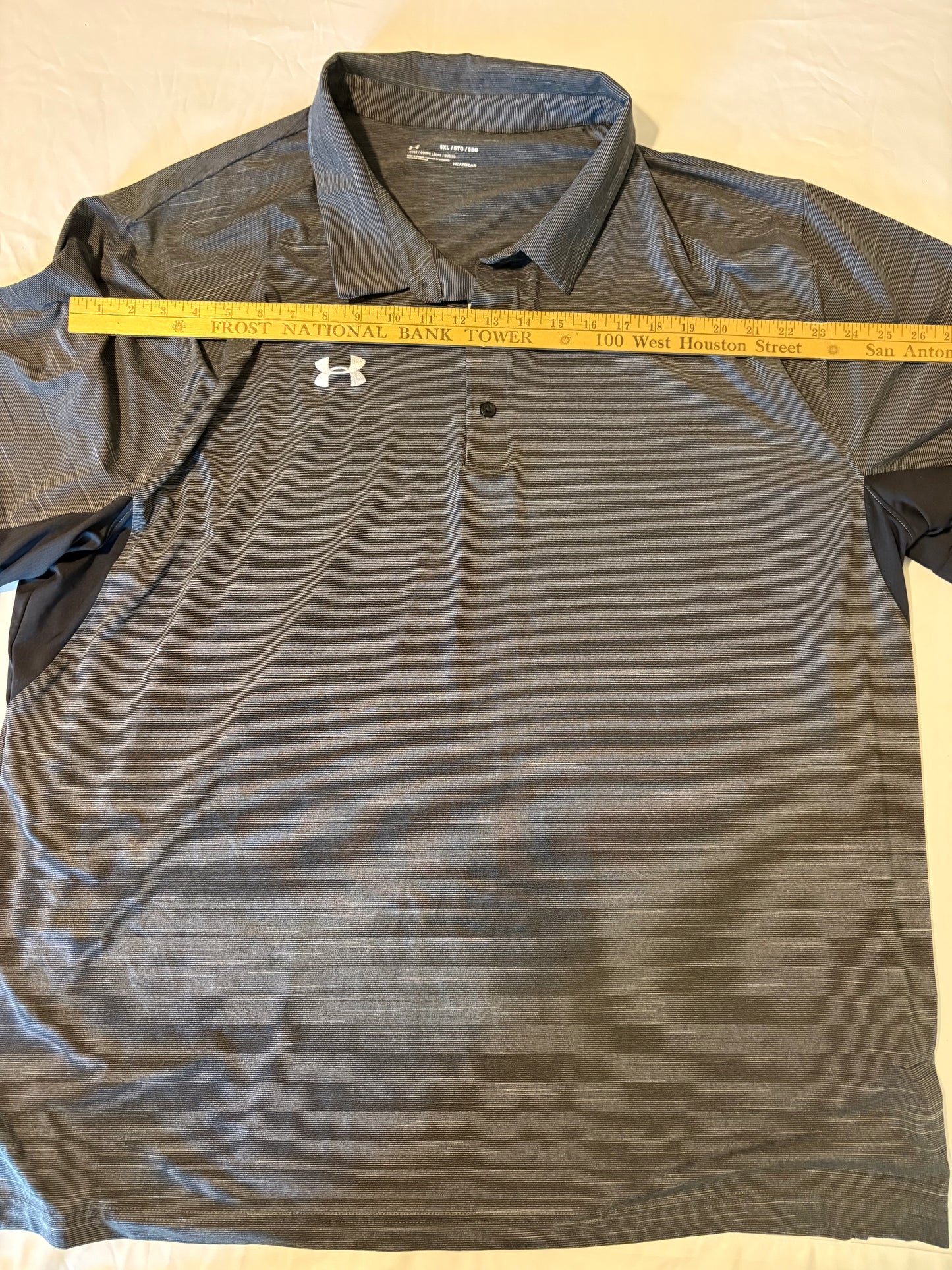 Under Armour HeatGear Polo Shirt 5XL Loose Fit Gray Striped Golf Athletic