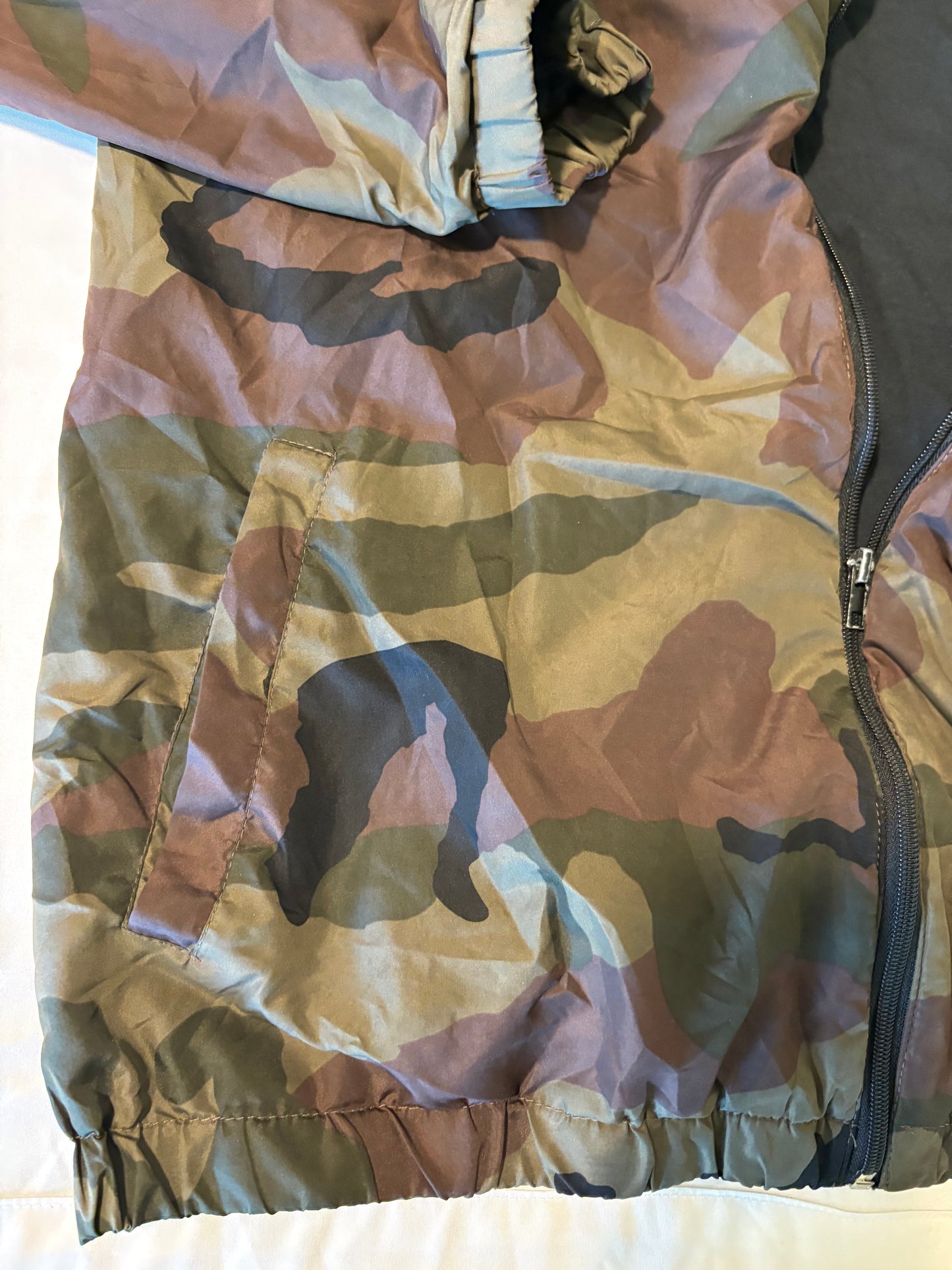 Zine Men’s XL Camo Windbreaker Jacket Hooded Zip Up Lightweight Lined