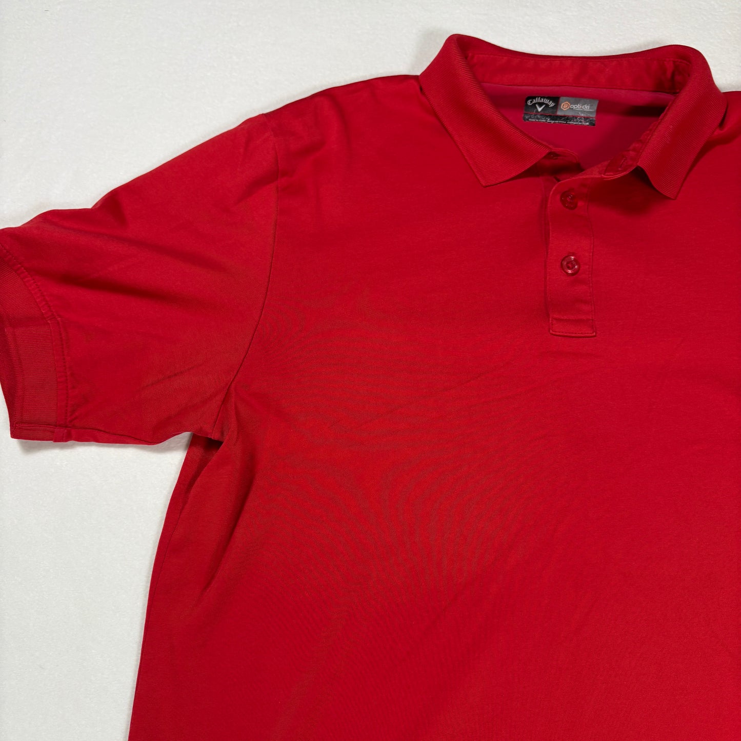 Callaway Mens Polo Shirt Size L Red Opti-Dri Golf Performance Short Sleeve Logo