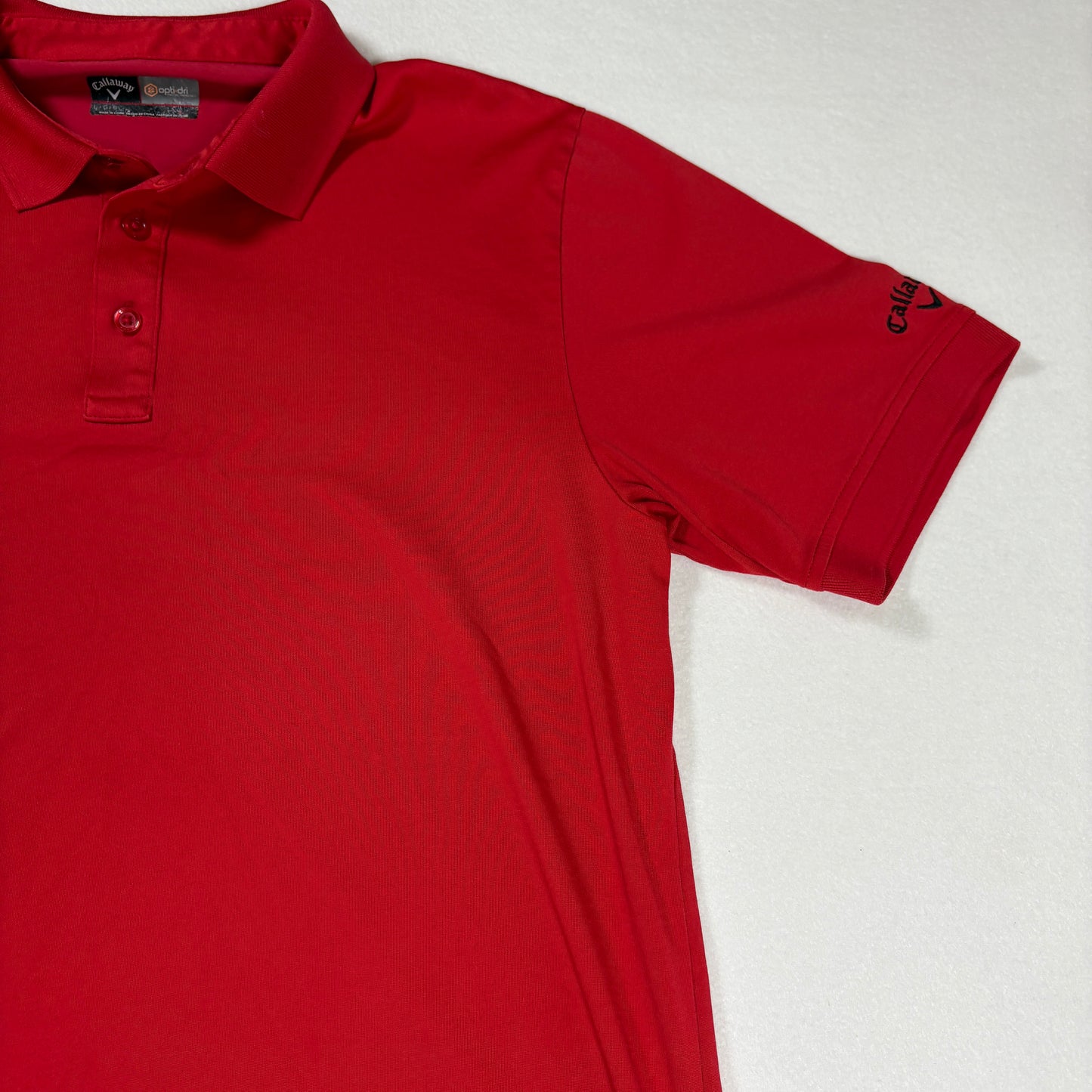 Callaway Mens Polo Shirt Size L Red Opti-Dri Golf Performance Short Sleeve Logo