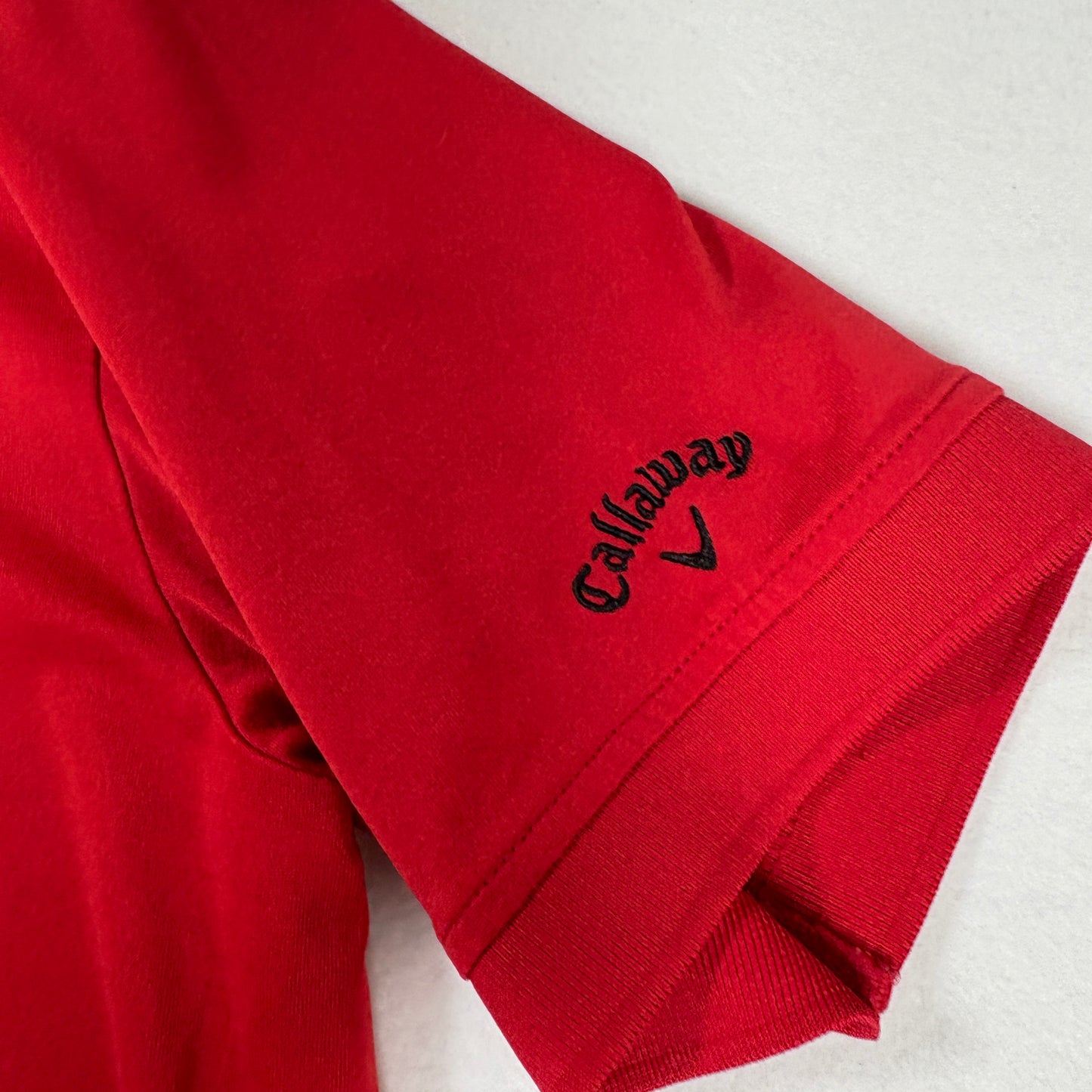 Callaway Mens Polo Shirt Size L Red Opti-Dri Golf Performance Short Sleeve Logo