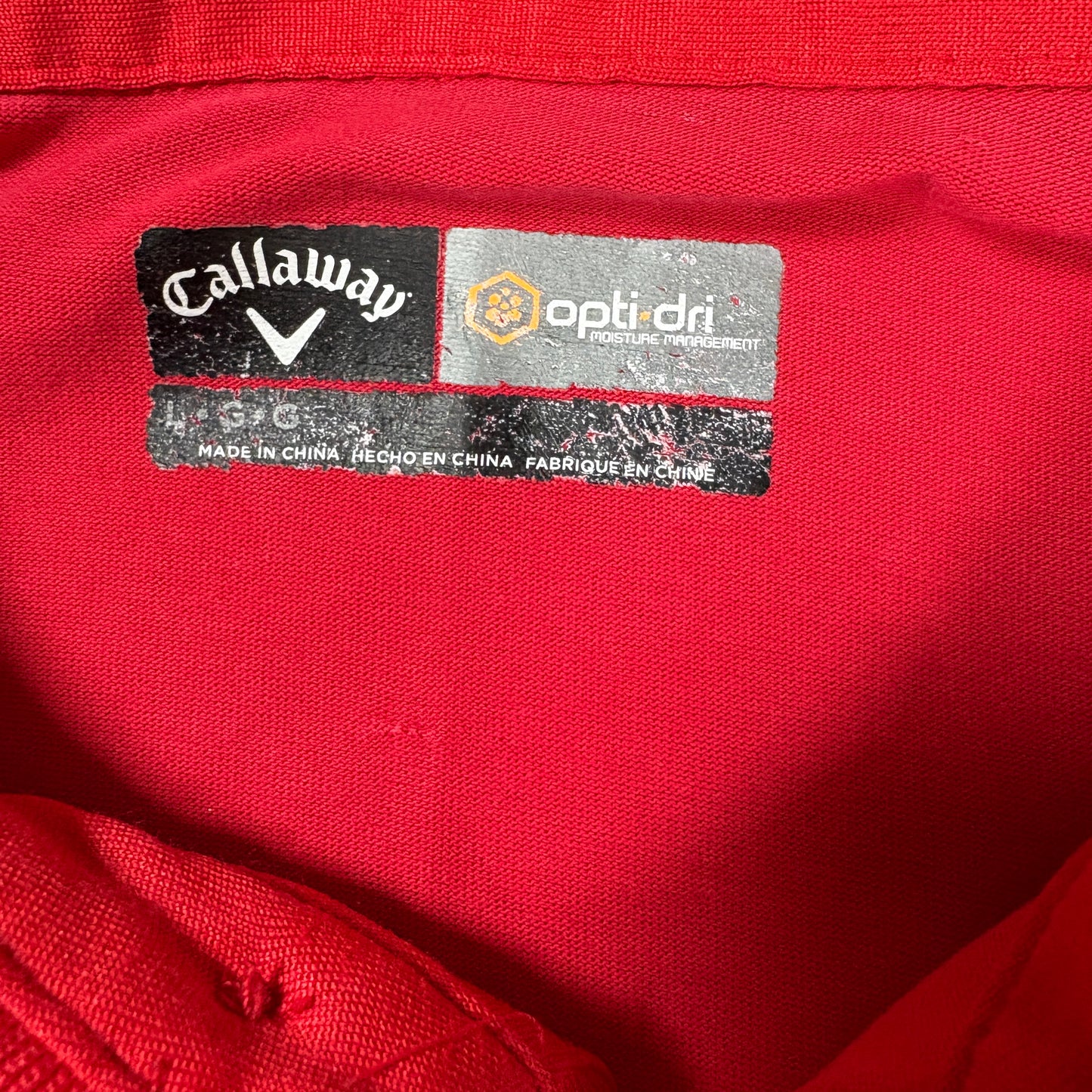 Callaway Mens Polo Shirt Size L Red Opti-Dri Golf Performance Short Sleeve Logo