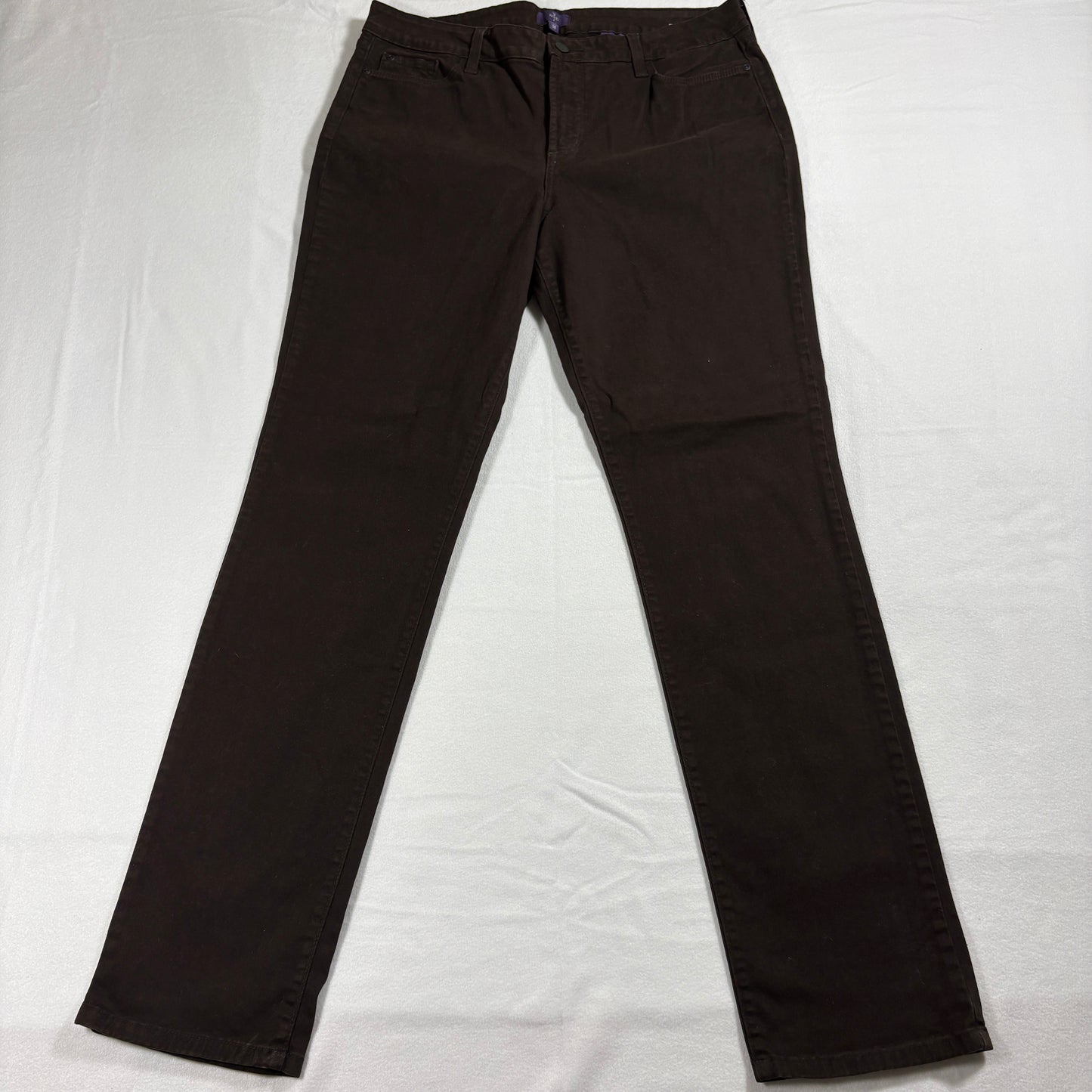NYDJ Skinny Pants Womens 14 Brown Stretch High Rise Slim Fit Comfort Denim Look