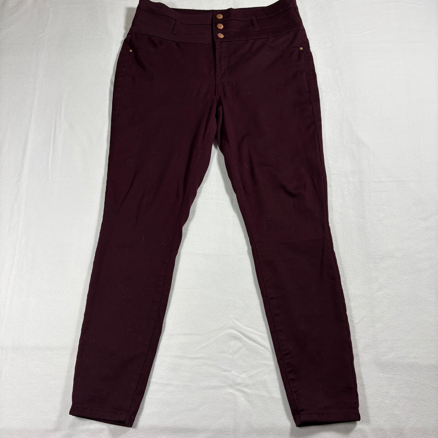 Refuge High Rise Skinny Pants Womens 12 Maroon Stretch Jegging Style Soft Casual Fit