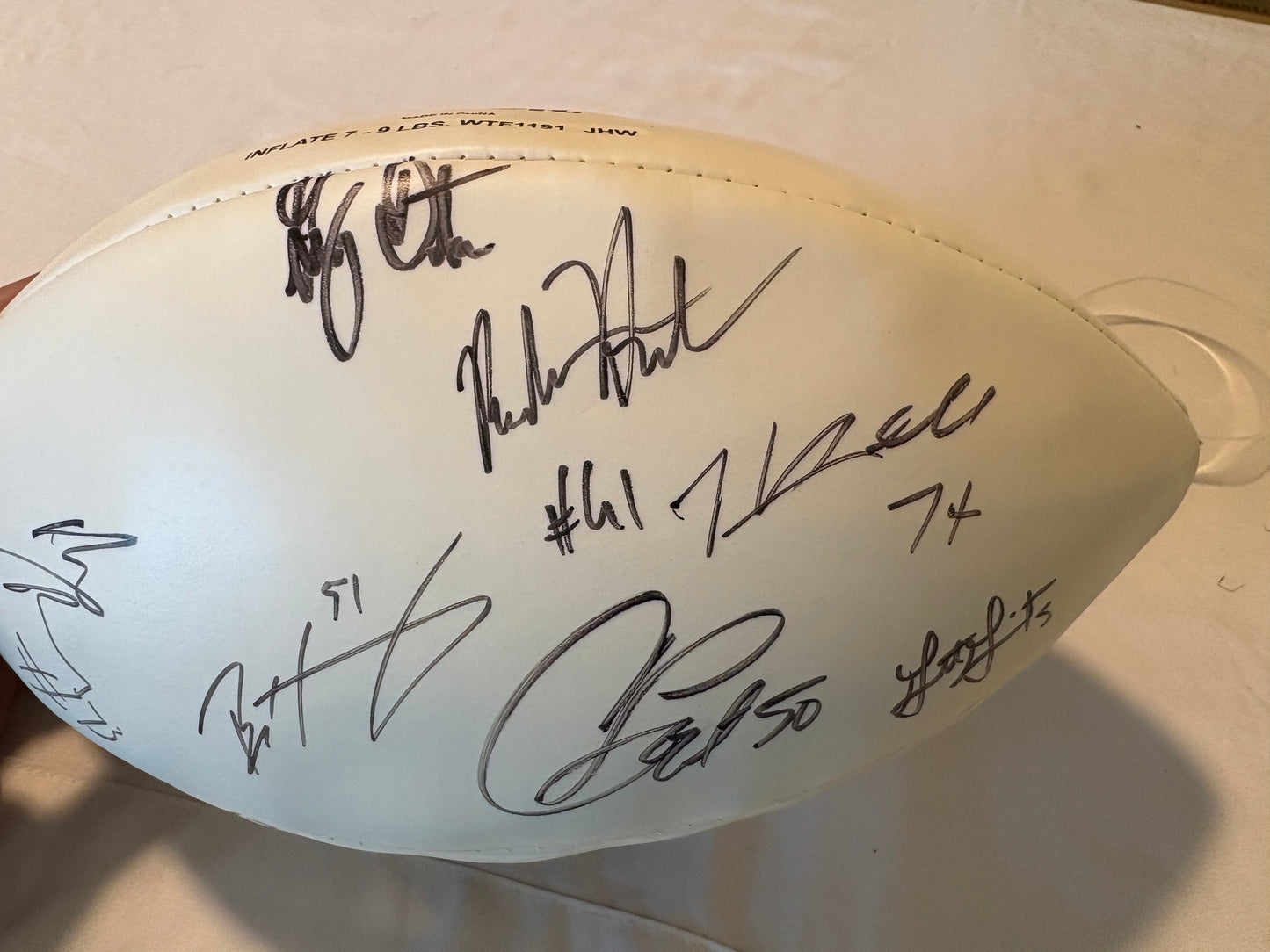 2021 Las Vegas Raiders Signed Football ā Abram, Renfrow, Littleton + Others ā w/ Display Case