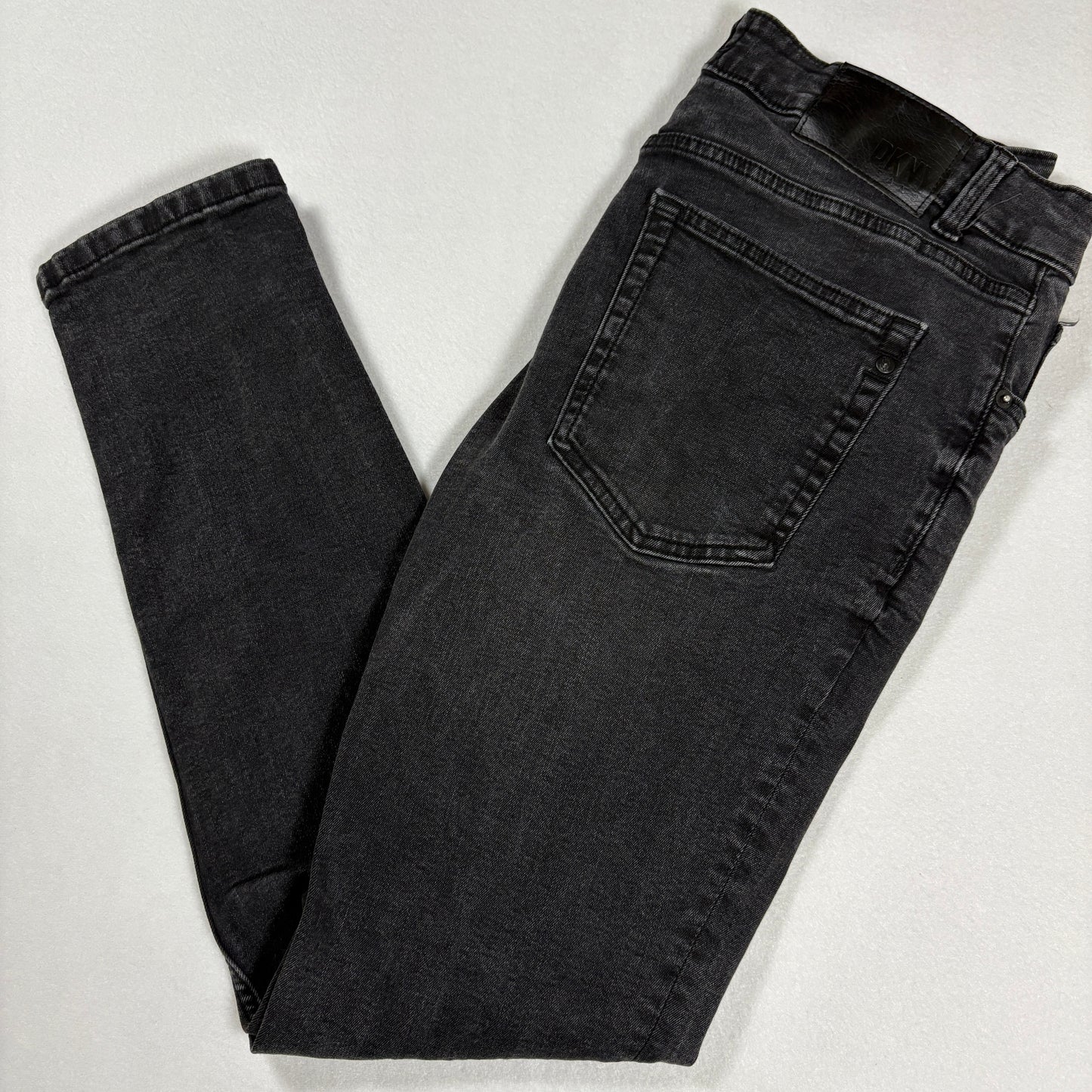 DKNY mens black denim jeans size 32x30 skinny fit Y2K vintage grunge stretch