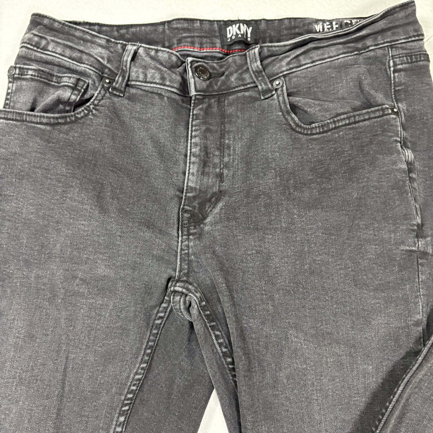DKNY mens black denim jeans size 32x30 skinny fit Y2K vintage grunge stretch