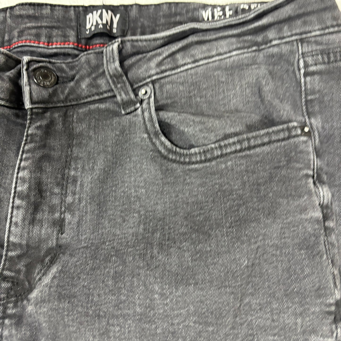 DKNY mens black denim jeans size 32x30 skinny fit Y2K vintage grunge stretch