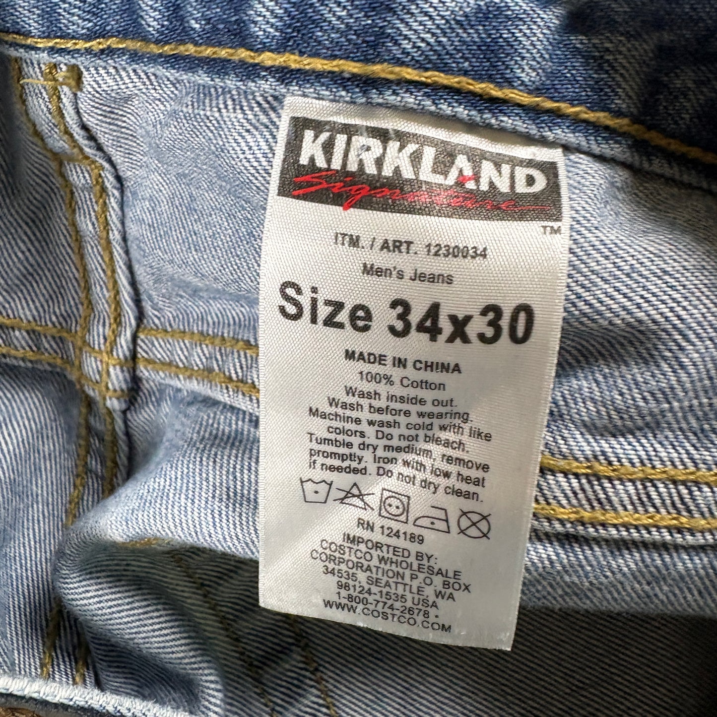 Kirkland Mens Jeans 34x30 Light Blue Denim Distressed Vintage Y2K 90s Grunge
