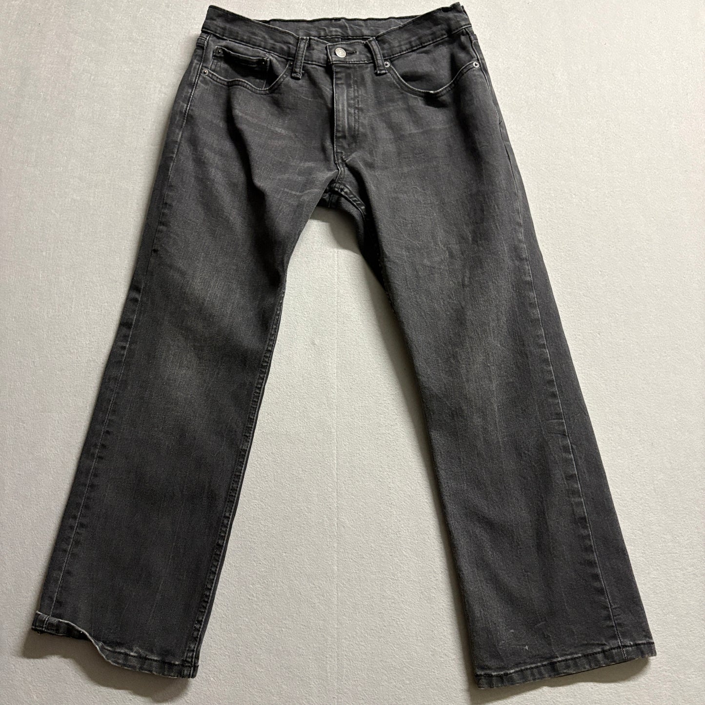 Levis 505 Straight Leg Jeans Mens 32x28 Black Faded Stretch Casual Denim