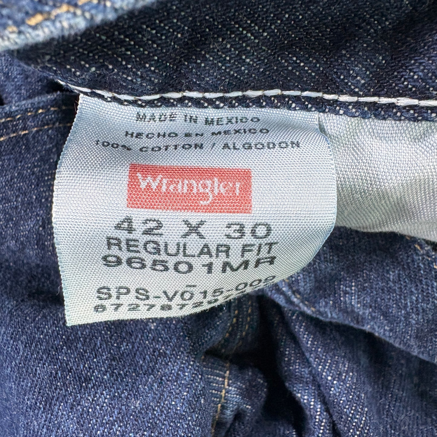 Wrangler Mens Jeans 42x30 Dark Blue Denim Regular Fit Vintage Y2K 90s Grunge