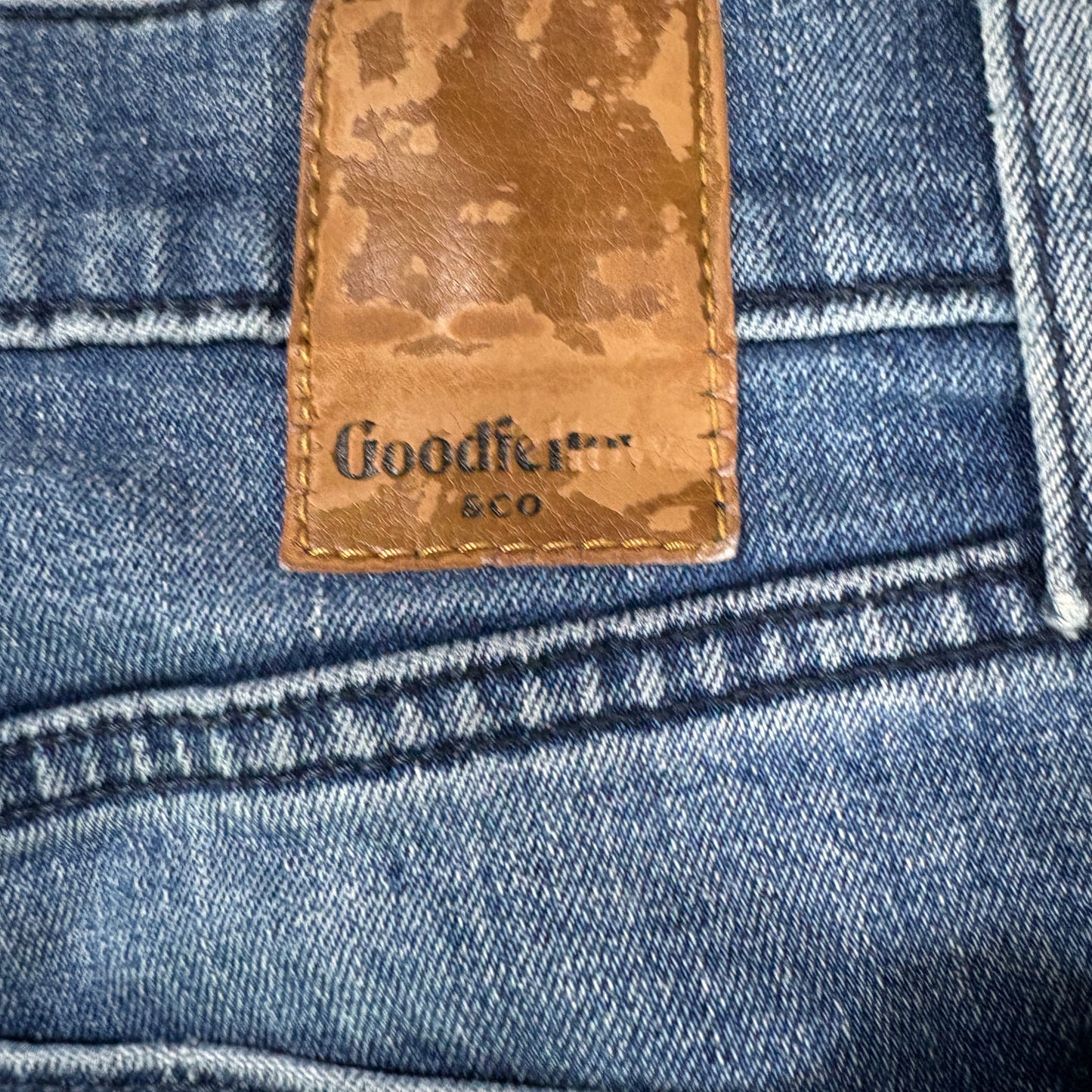 Goodfellow mens blue denim jeans size 30x32 slim fit stretch total flex vintage