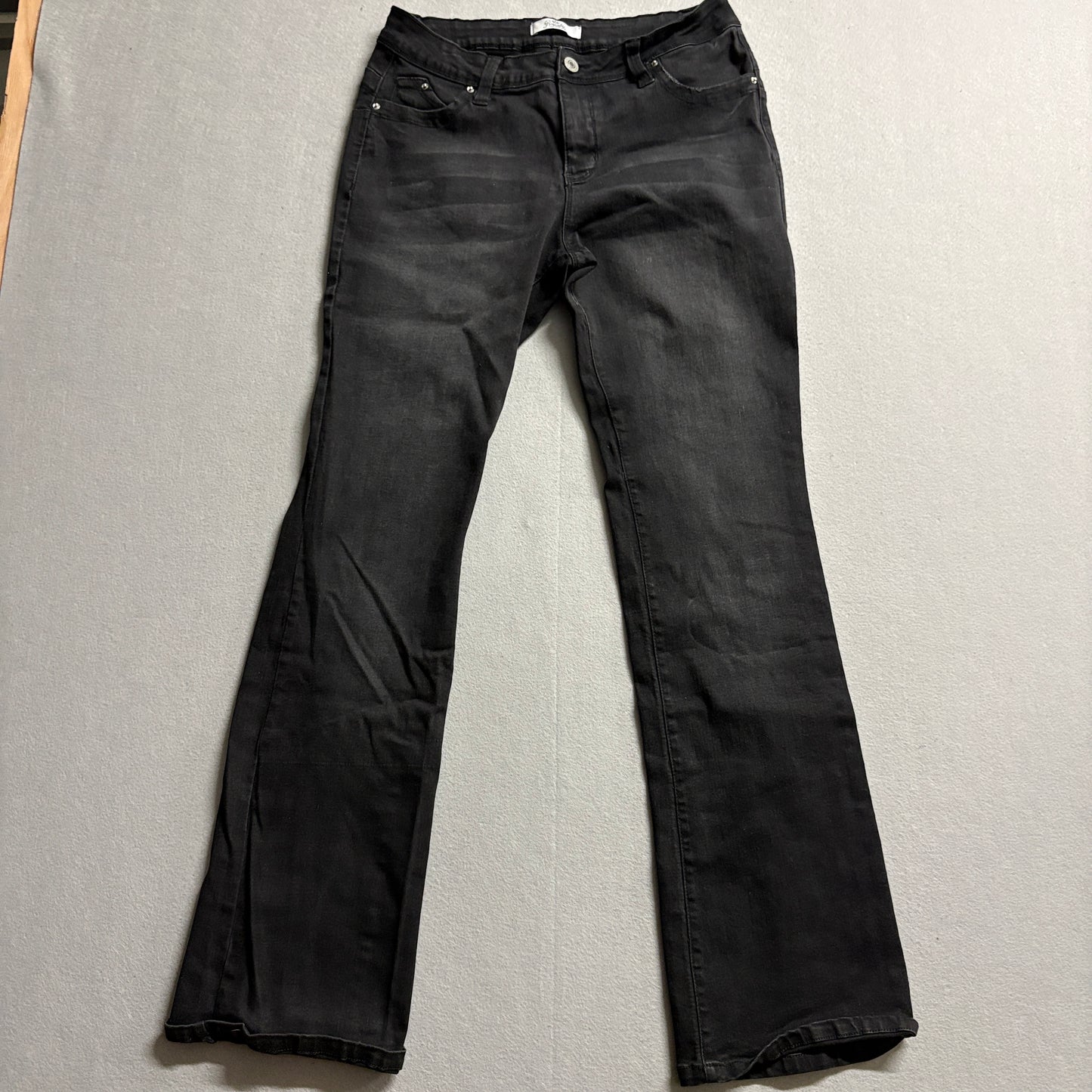 Y2K Black Flare Jeans Women’s 12 Fits Like 30x31 Stretch Bootcut Denim
