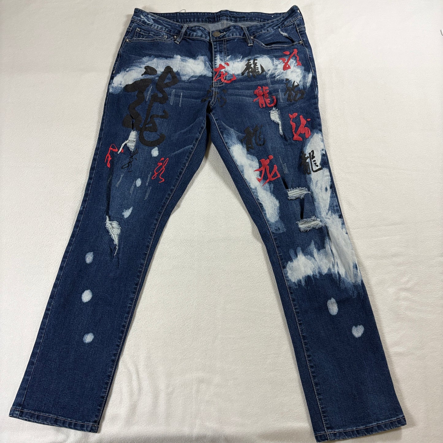 Paint Splatter Graphic Jeans Skinny Fit Rue21 38x32 Fits Like 38X31 Y2K Denim