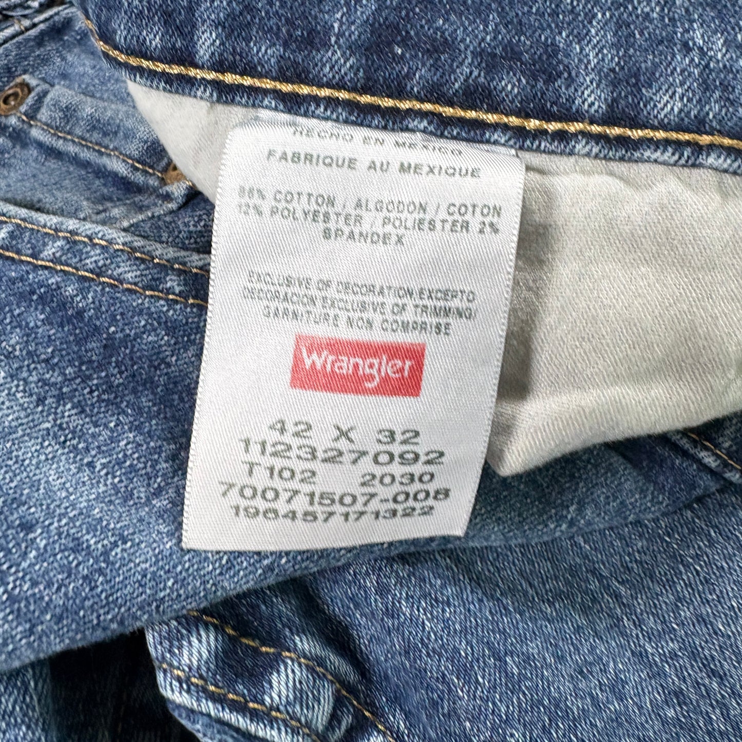 Wrangler Mens Jeans 42x32 Blue Denim Regular Fit Stretch Vintage Y2K 90s Grunge