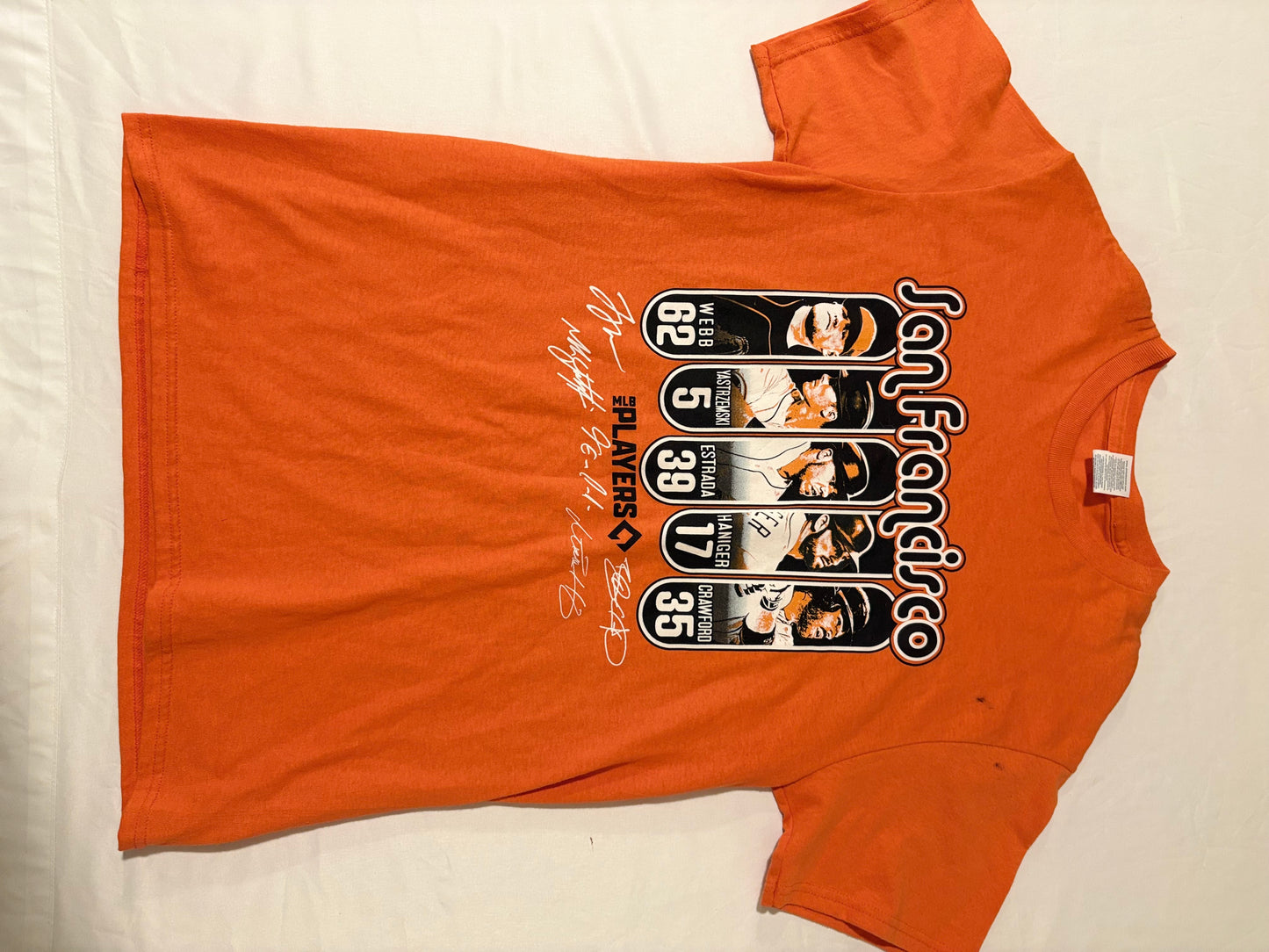 SF Giants Player Shirt MLBPA Webb Crawford Yastrzemski Orange Men’s M Baseball