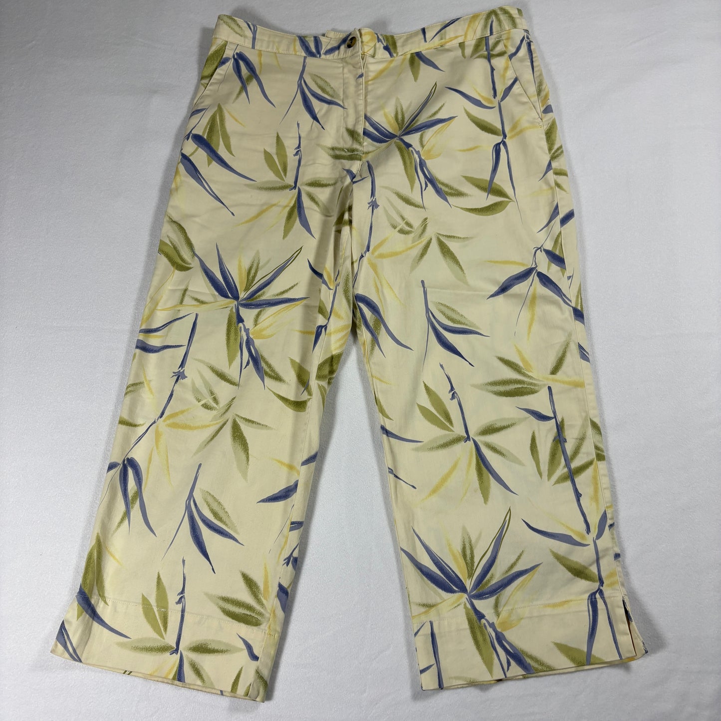 Banana Bay Resort Pants Mens Beige Bamboo Print Casual Beachwear Tropical 32x22