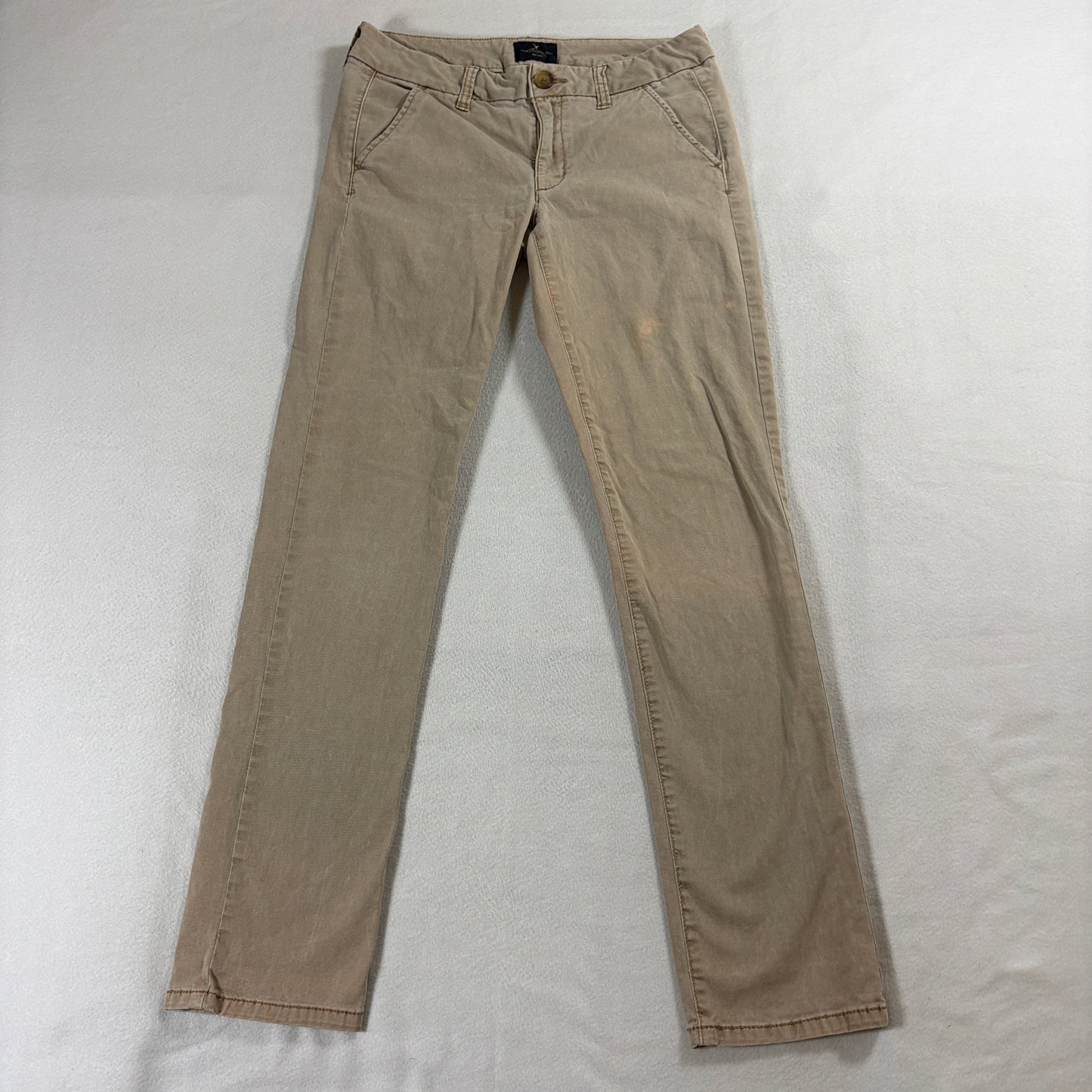 Khaki Chino Pants Slim Straight Stretch Casual Preppy Womens 6 Fits Like 30x30