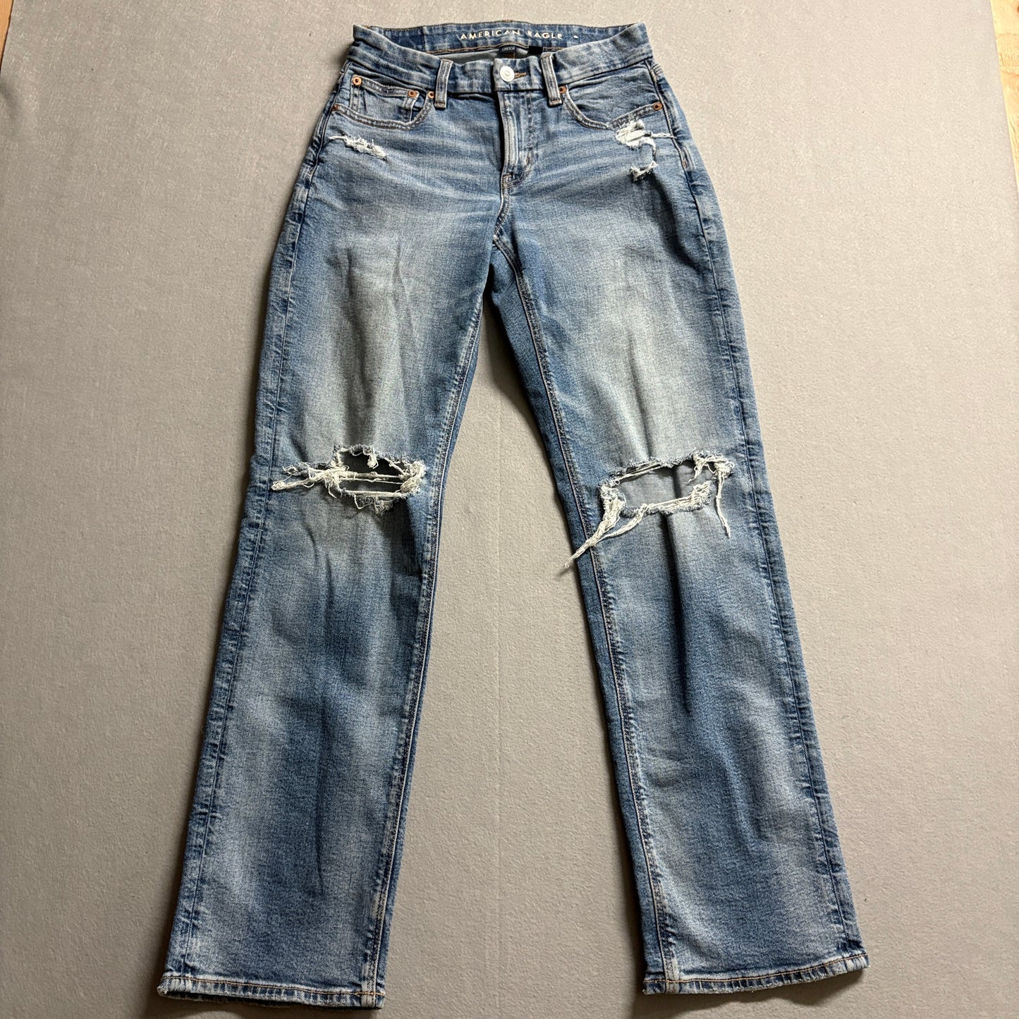 American Eagle Curvy Straight Jeans Tag 2 Fits Like 27x30 Distressed Y2K