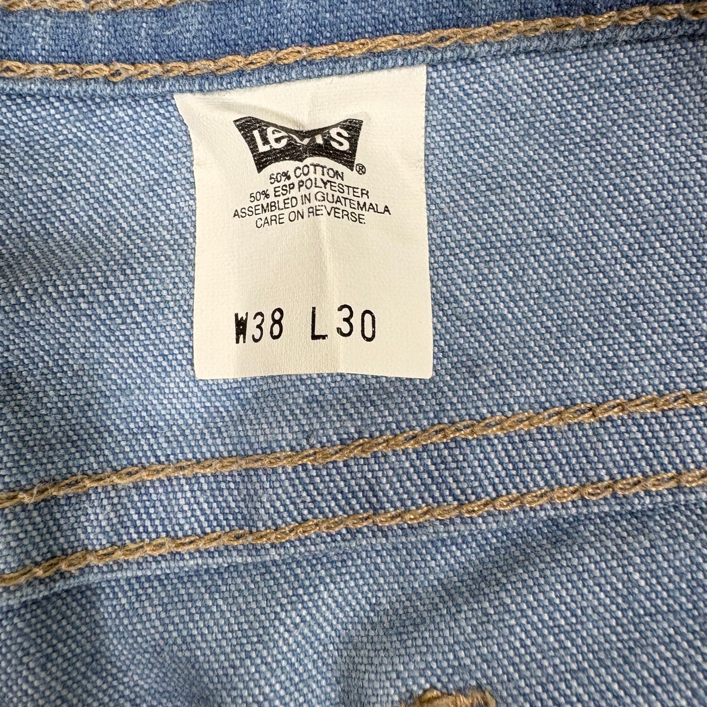 Levis Mens Jeans 38x30 Light Blue Denim Straight Leg Classic Fit Guatemala