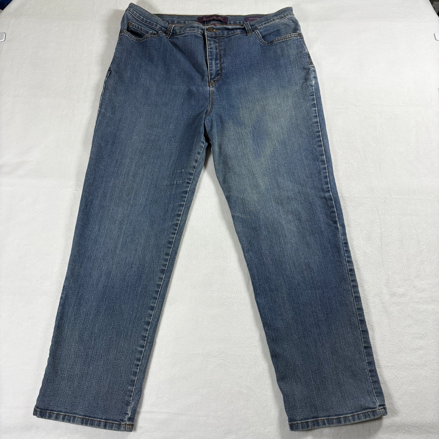 Gloria Vanderbilt Amanda Womens 16 Short Straight Leg Jeans Blue Denim Classic !