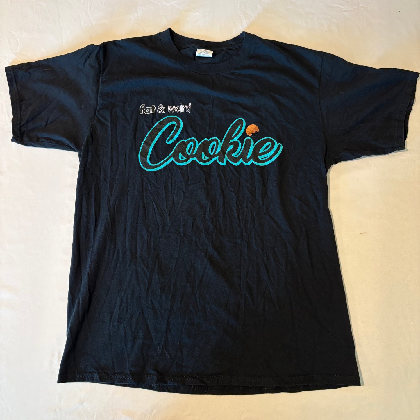 Fat & Weird Cookie T-Shirt Large Black Funny Graphic Tee Port & Co 100% Cotton