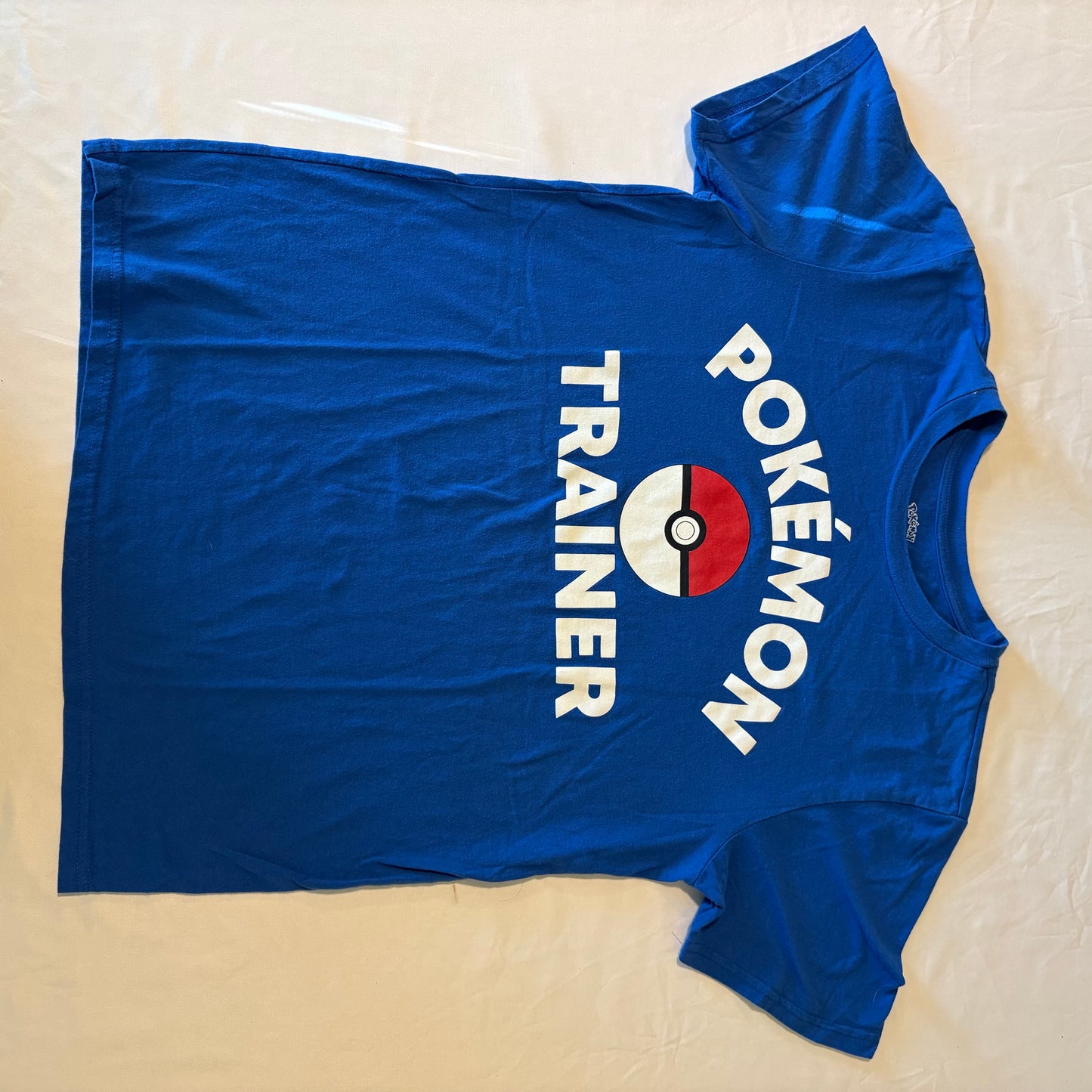 Pokemon Trainer T-Shirt Adult M Blue Pokeball Graphic Tee Official Nintendo