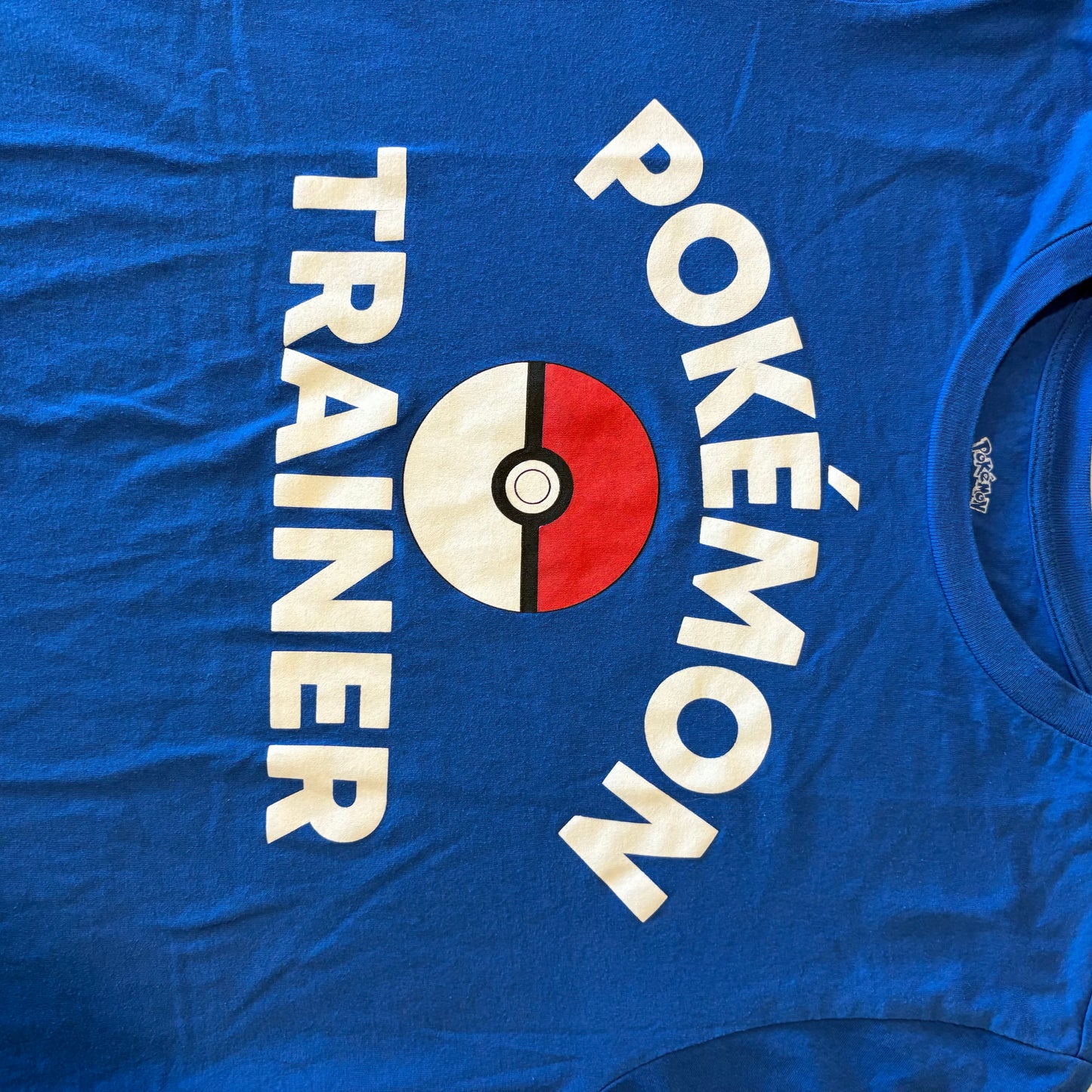 Pokemon Trainer T-Shirt Adult M Blue Pokeball Graphic Tee Official Nintendo