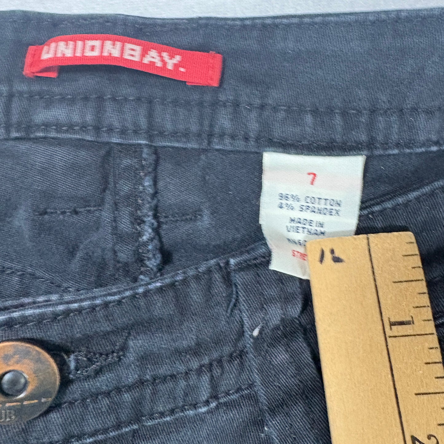 Unionbay Womens Jeans 7 Black Flare Y2K 90s Stretch Denim Vintage Grunge Goth