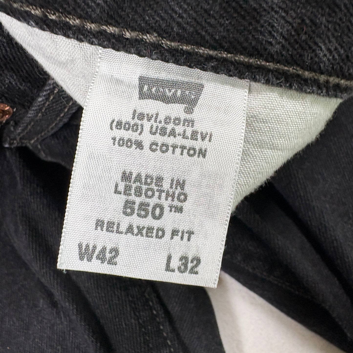 Levis Mens 550 Black Jeans 42x32 Relaxed Fit Tapered Y2K Vintage Grunge