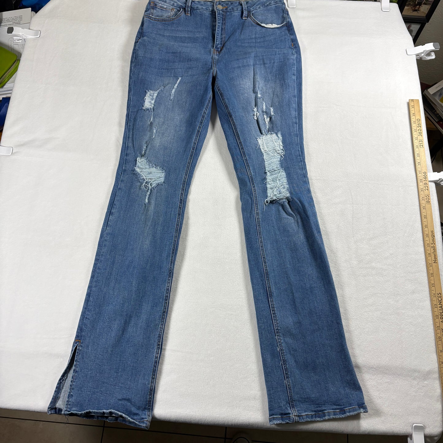 Fashion Nova Womens Size 15 Skinny Fit Medium Wash Distressed Denim Jeans Y2K 90