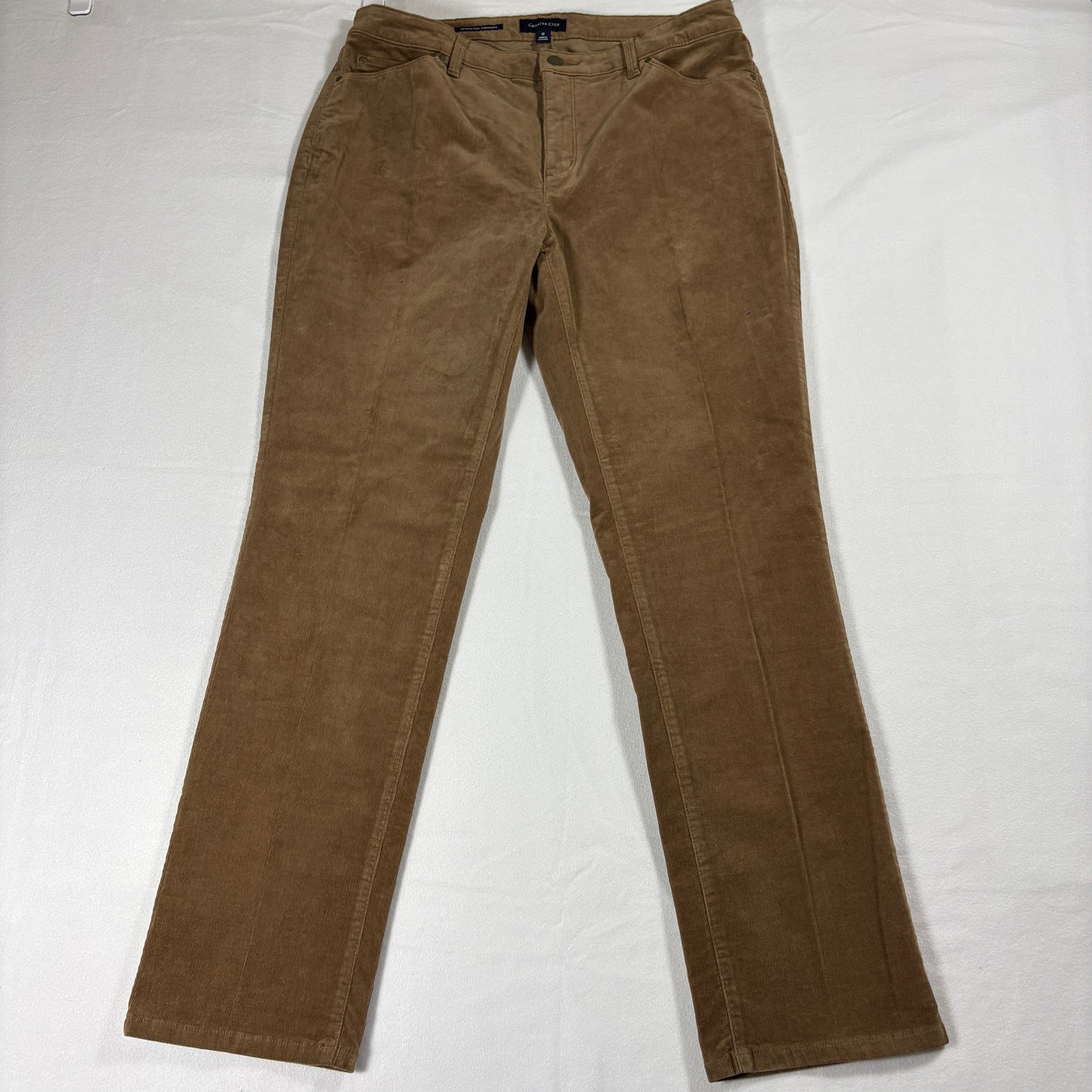 Charter Club Corduroy Pants Womens 12 Lexington Straight Tan Soft Winter Casual