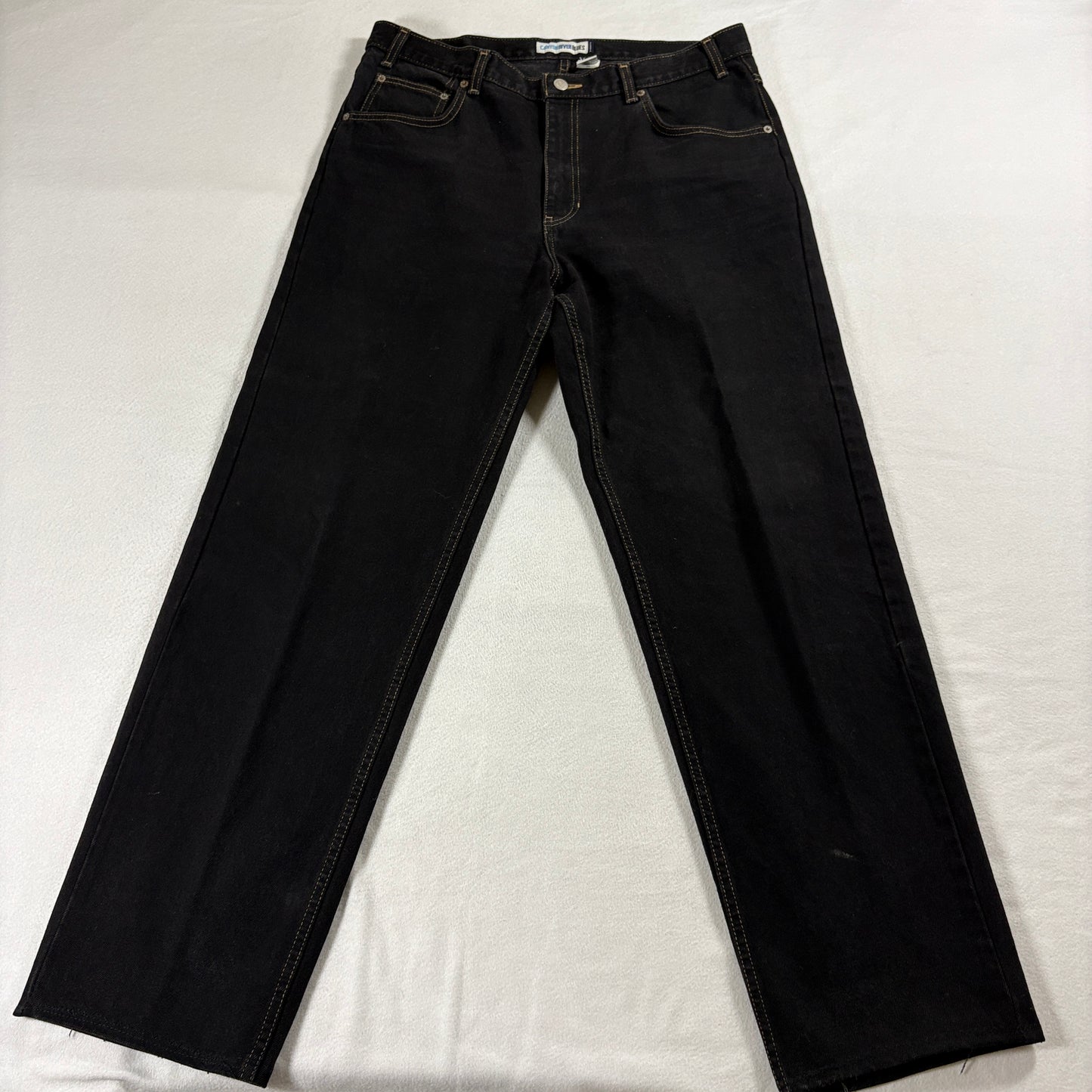 Straight Leg Workwear Jeans Black Denim 36x32 Fits Like 35X31 Canyon River Blues
