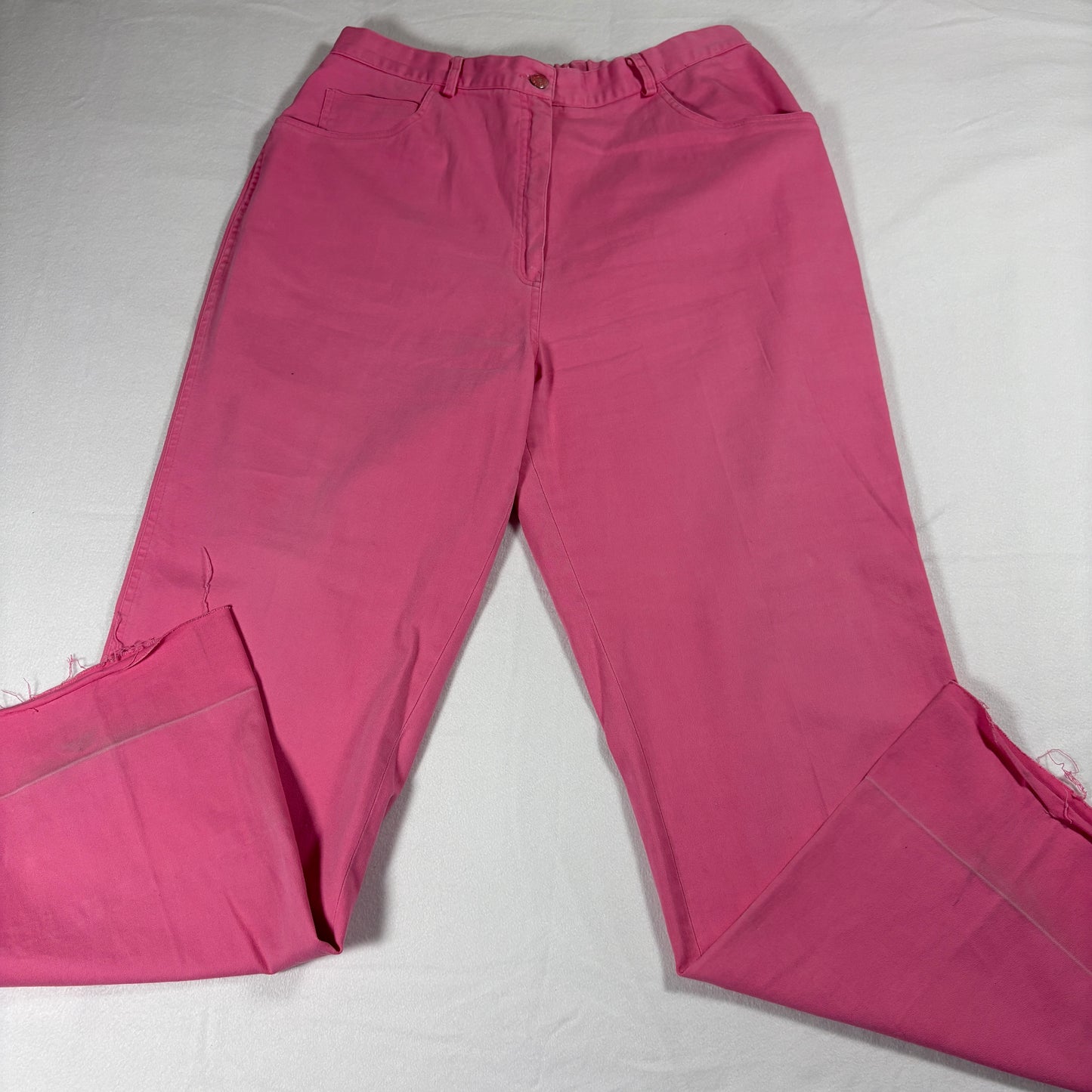 Chaus Woman Pants Womens 16 Pink Straight Leg Cotton Stretch Casual Bright Color