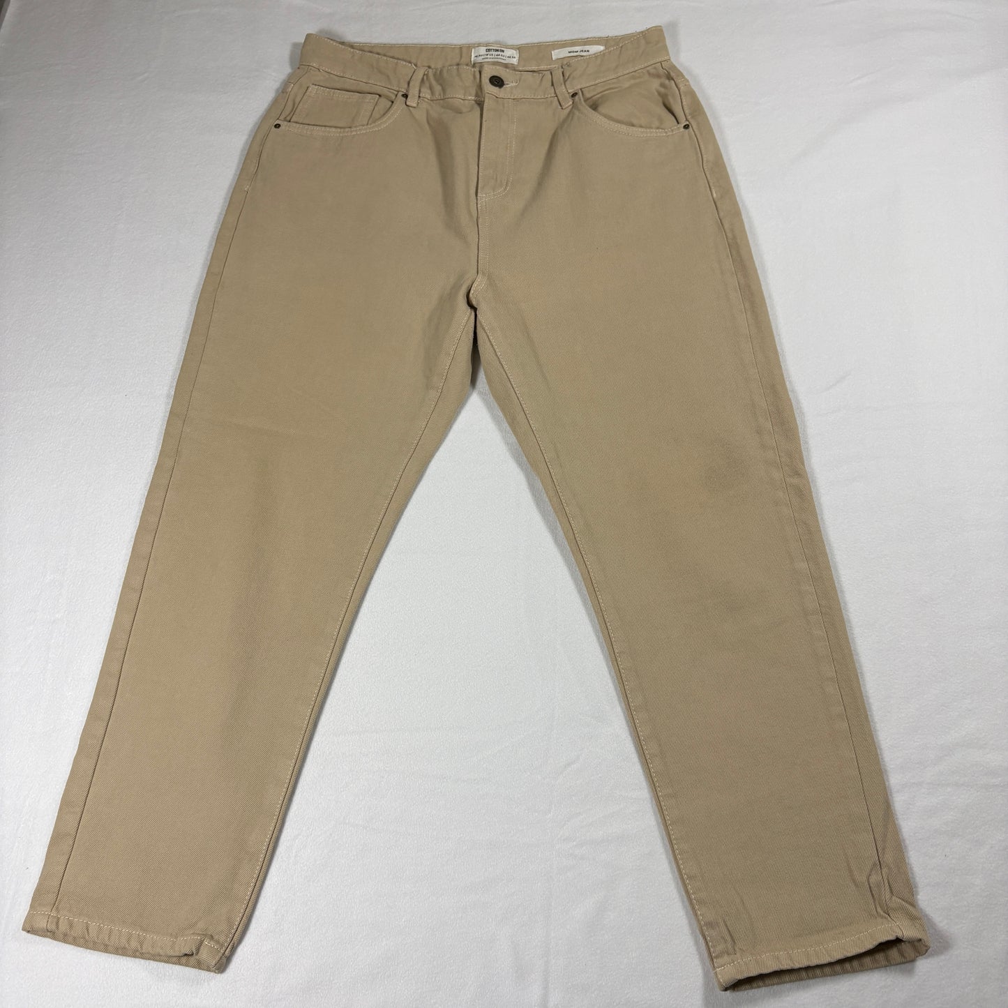 Cotton On Mom Jeans Womens 12 Beige High Rise Tapered Fit Neutral Casual Denim