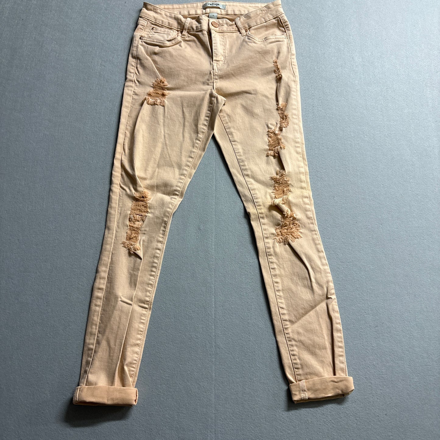 Refuge Distressed Skinny Jeans Womens 4 Fits Like 28x27 Y2K Pink Denim