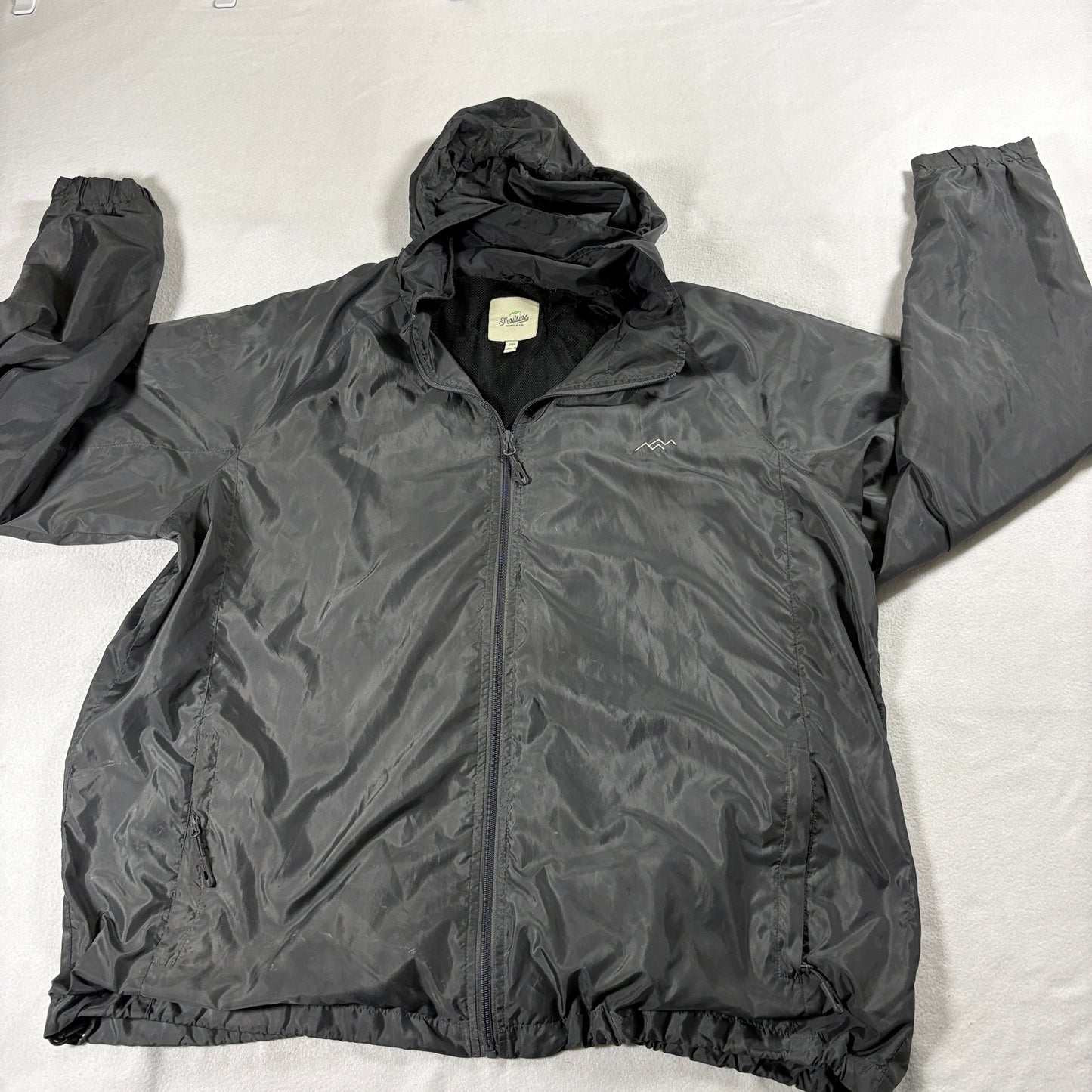 Windbreaker Rain Jacket Hooded Black 2XL Fits Like X Lightweight Packable