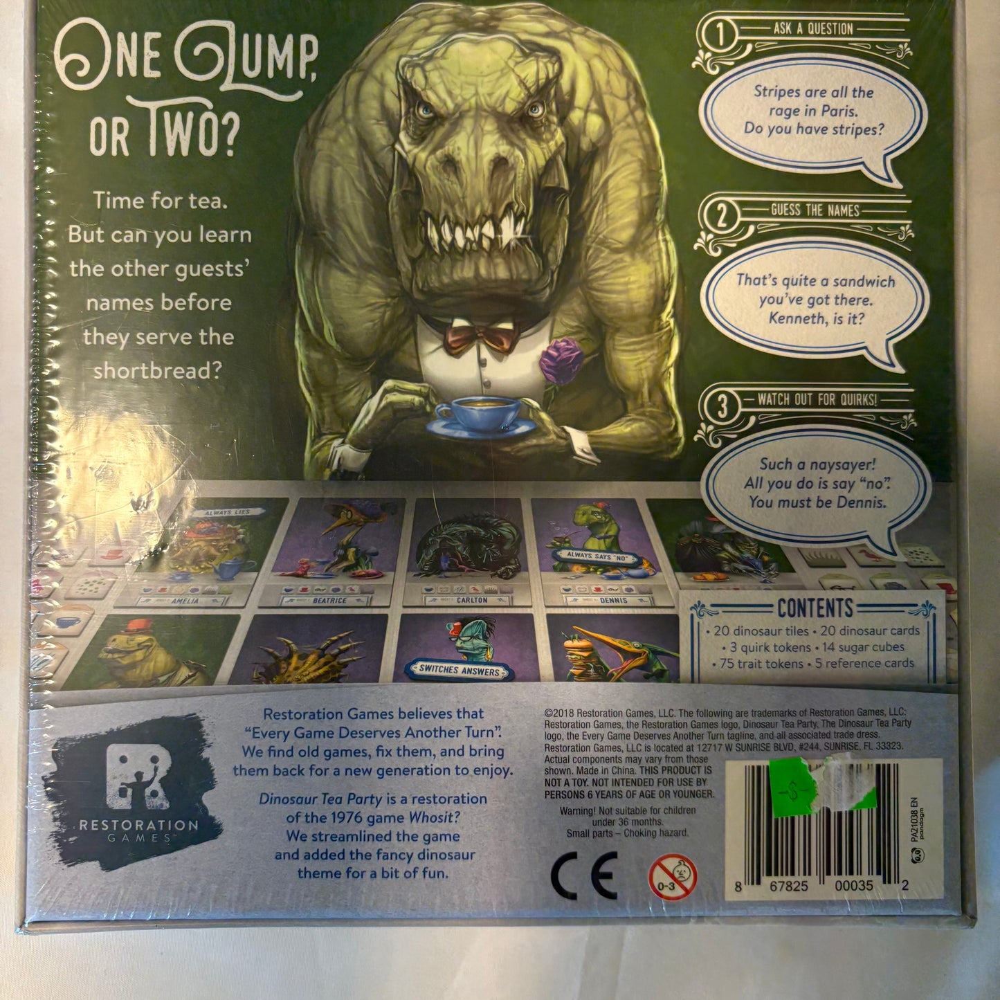 Dinosaur Tea Party Board Game Sealed | Whimsical Deduction Game by Restoration
