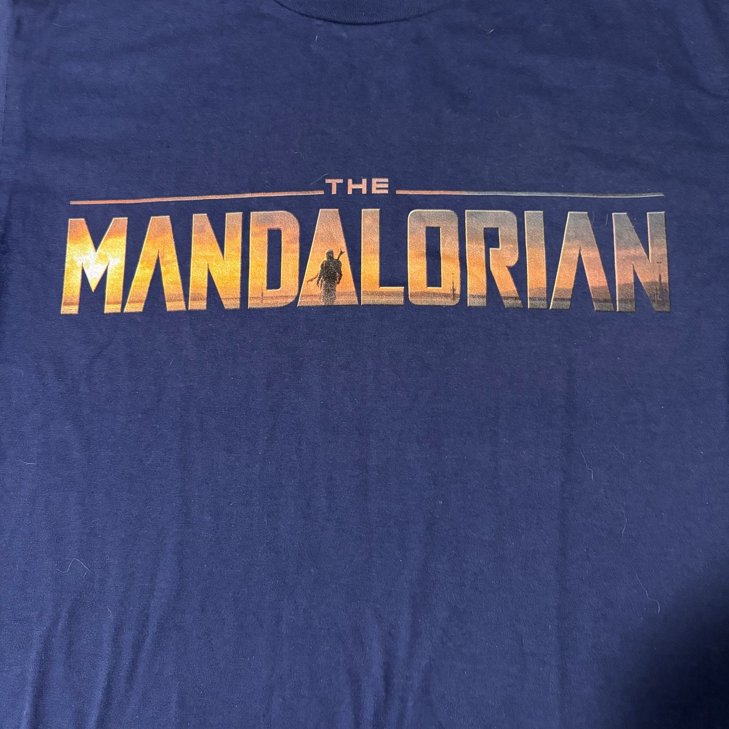 Star Wars The Mandalorian T-Shirt Men’s Blue Size L 22” Chest Logo Tee Disney