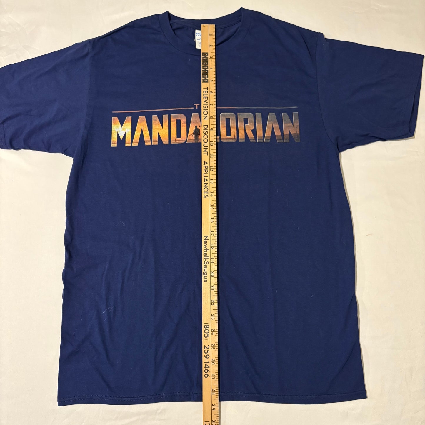 Star Wars The Mandalorian T-Shirt Men’s Blue Size L 22” Chest Logo Tee Disney