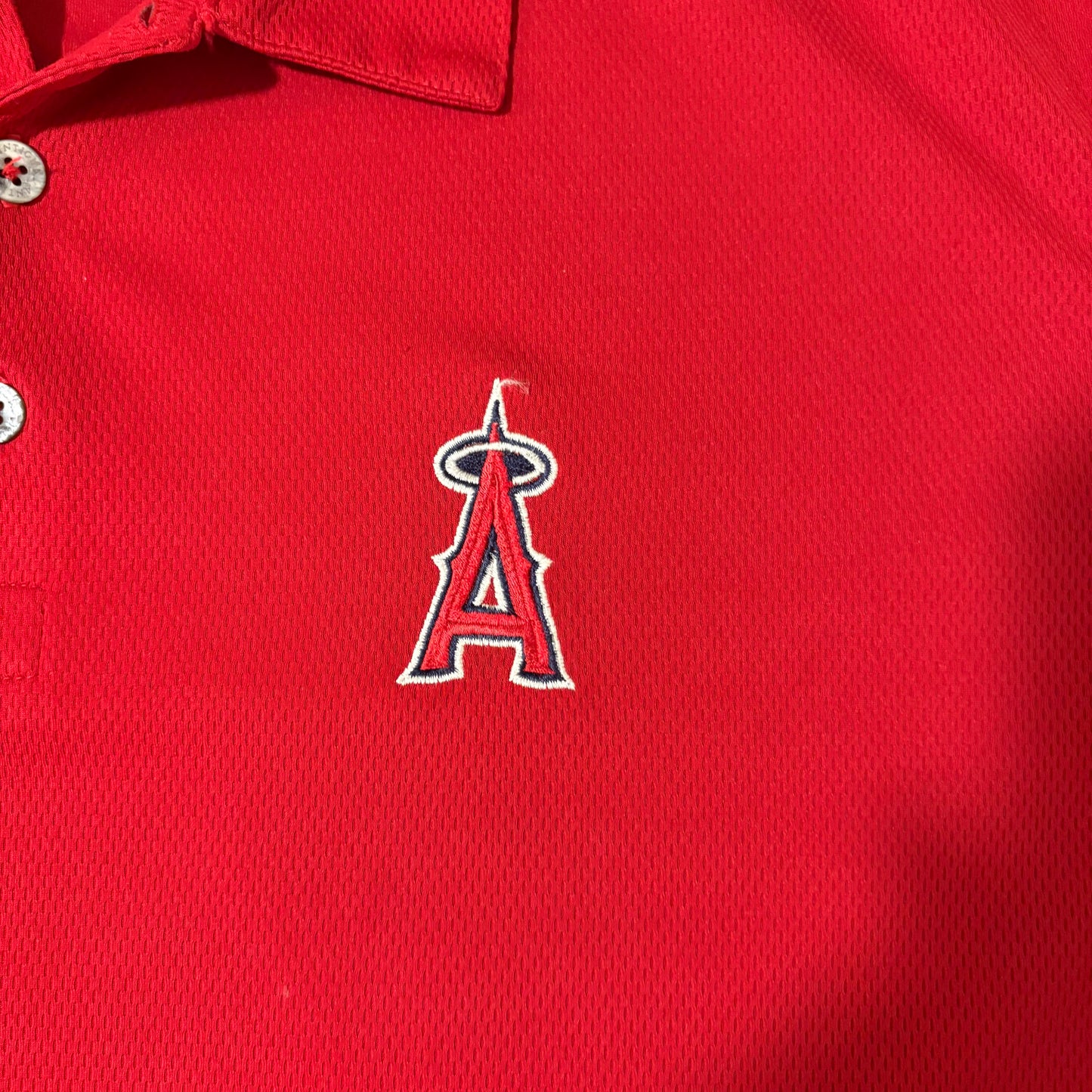 LA Angels Red Polo Shirt Men’s Size L 31" Length Golf MLB Dri-Fit Style Logo